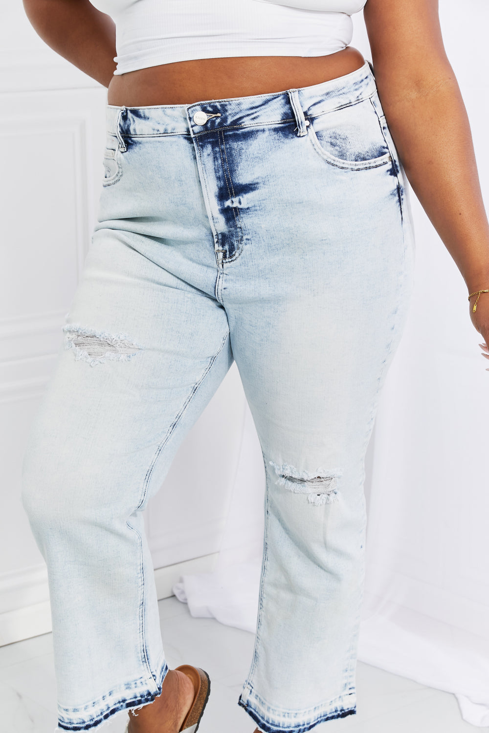Sweet Camille Acid Wash Crop Straight Jeans