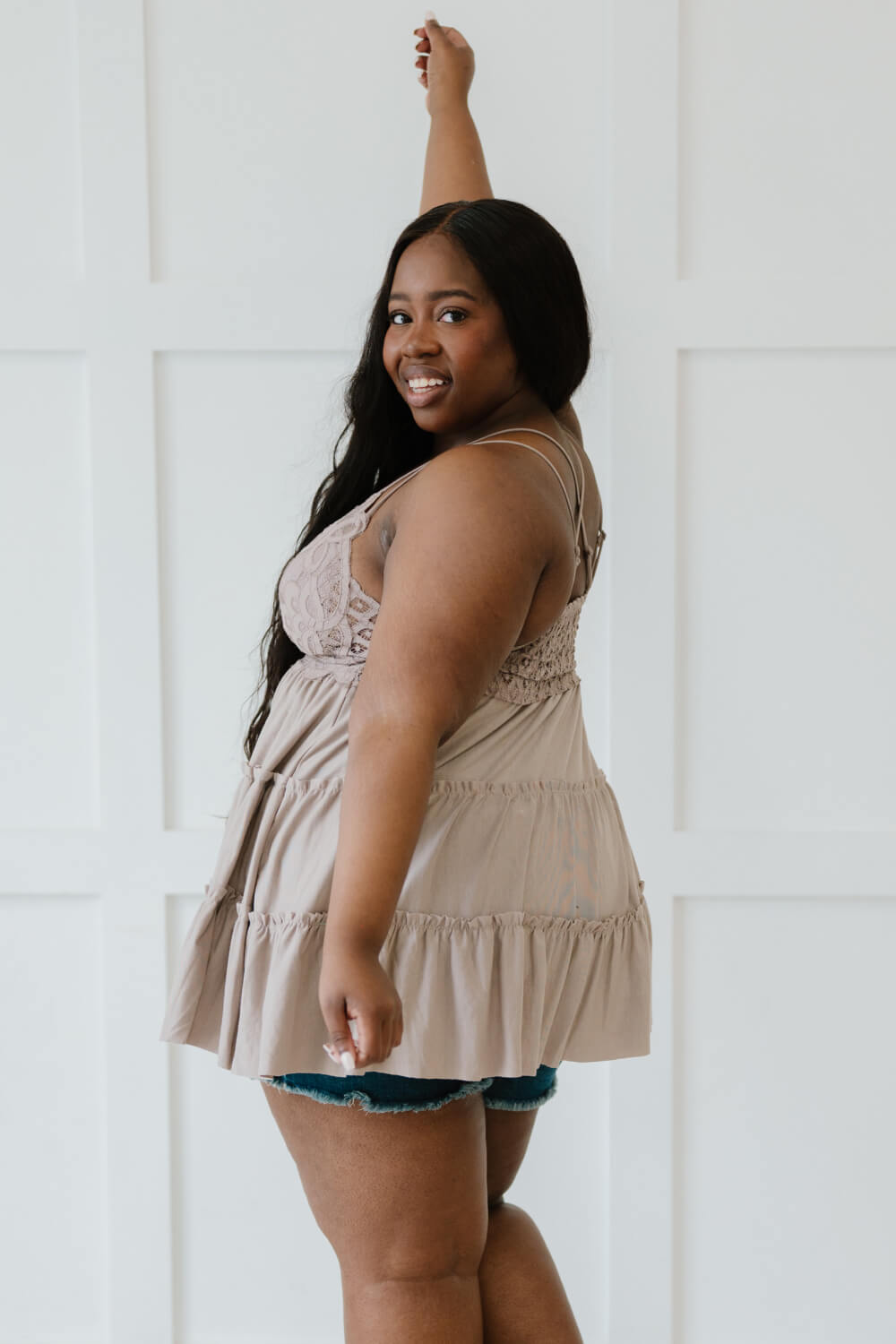 Long Lace Cami Ash Mocha