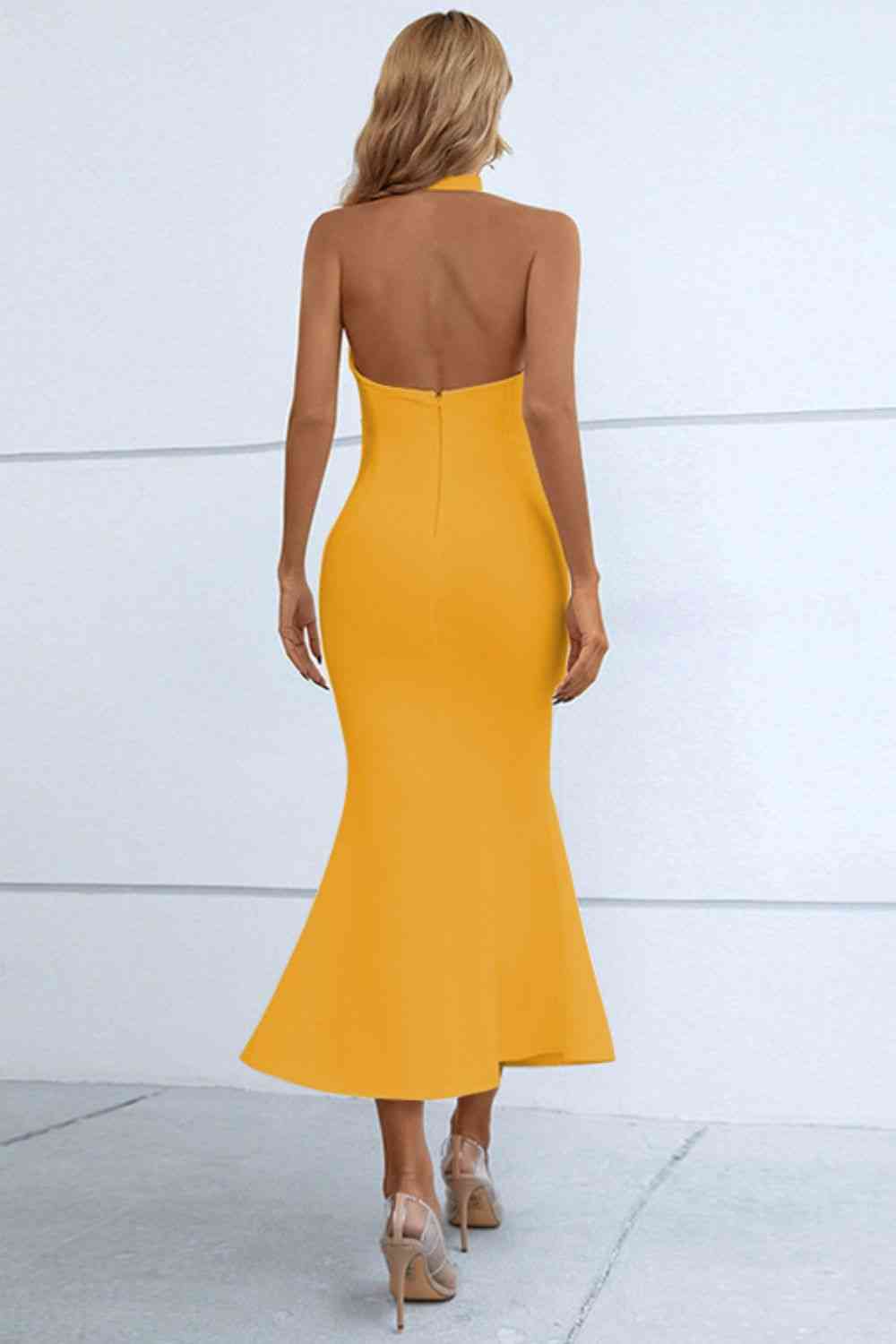 Halter Elegance Split Fishtail Bodycon Dress