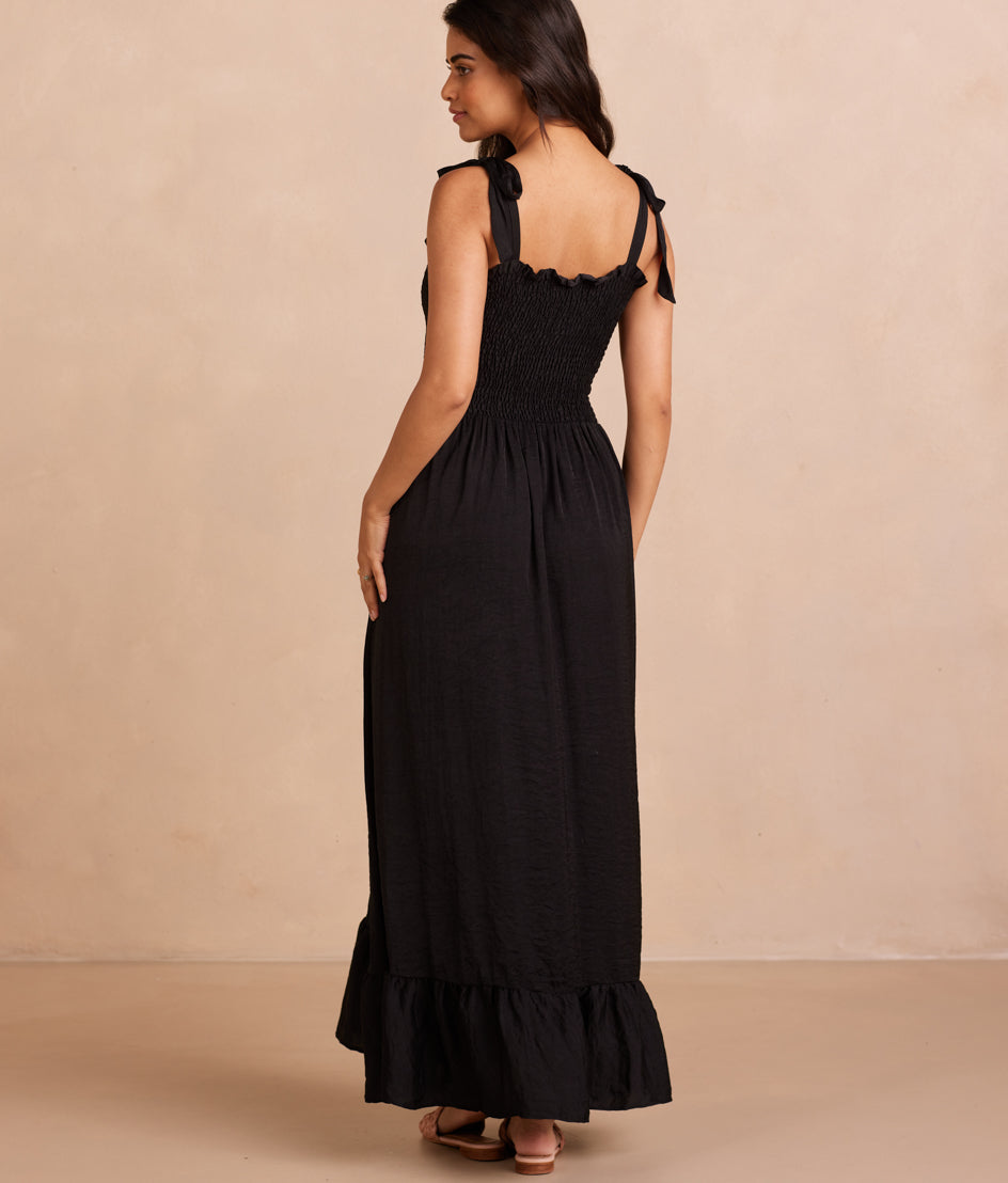 The Silky Luxe Smocked Maxi Dress - Sea Urchin
