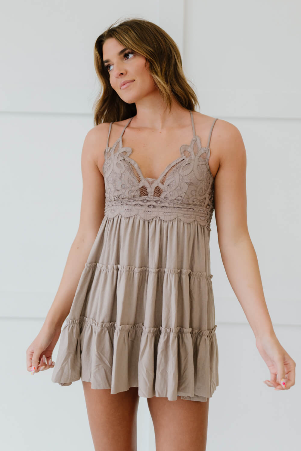 Long Lace Cami Ash Mocha
