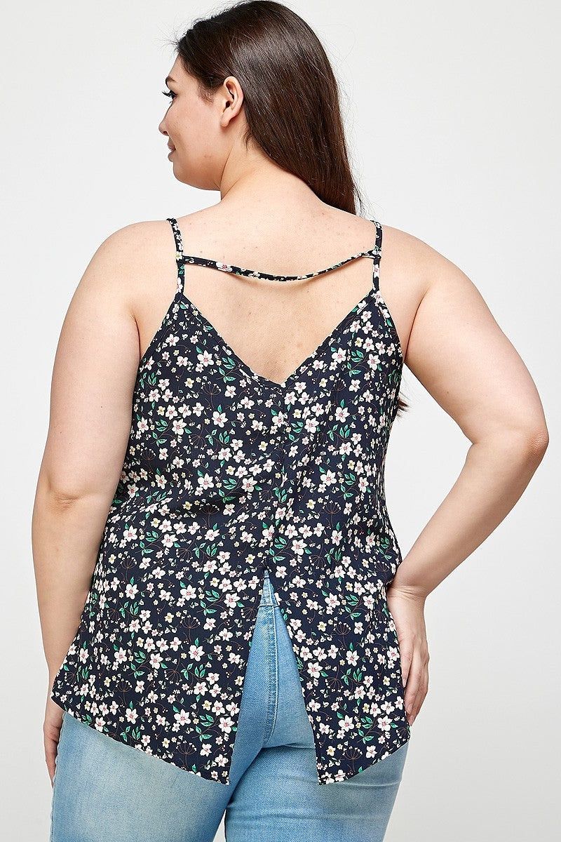 Plus Size Women Ditsy Floral Print Cami Sleeveless Top