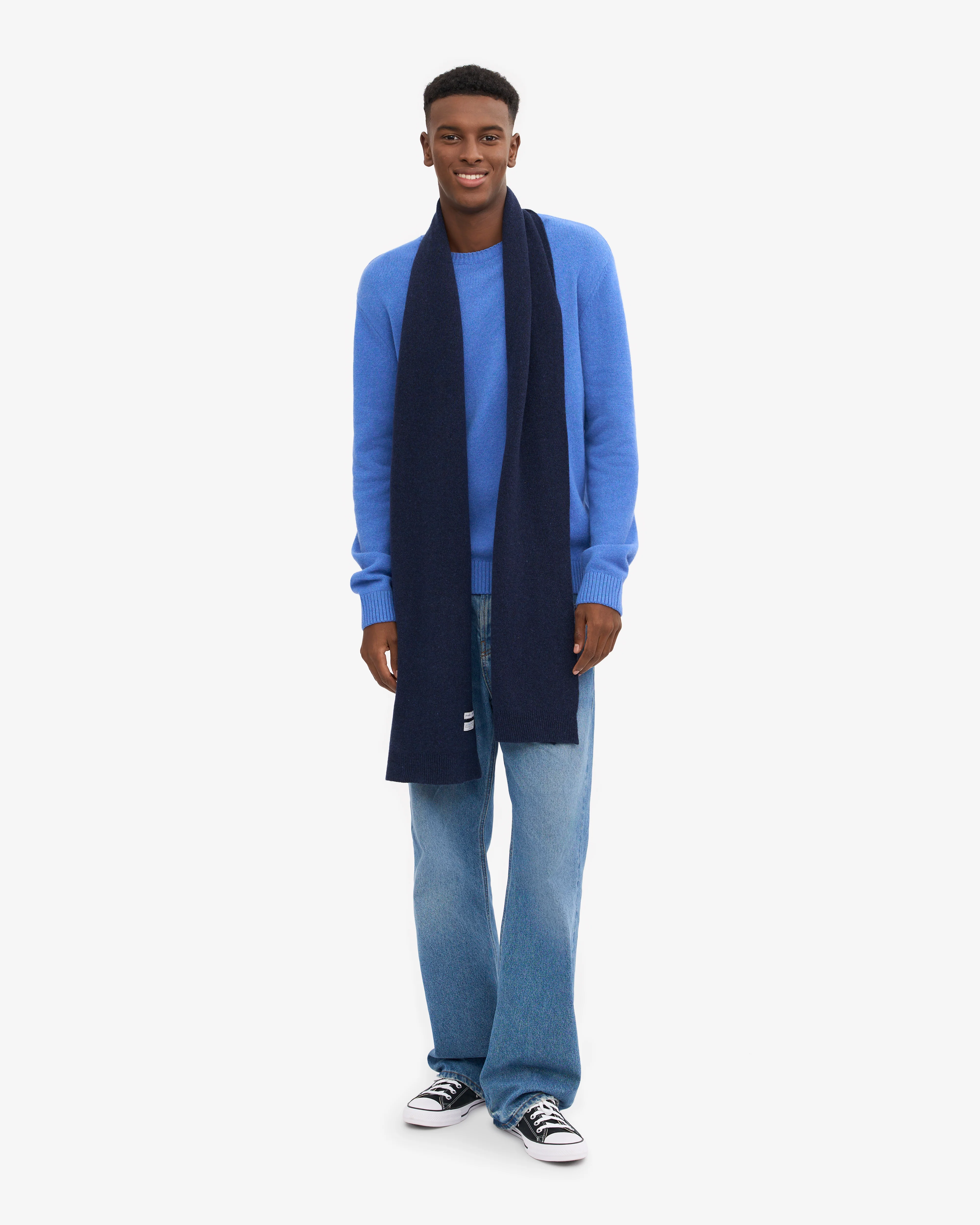Merino Wool Scarf - Marine Blue