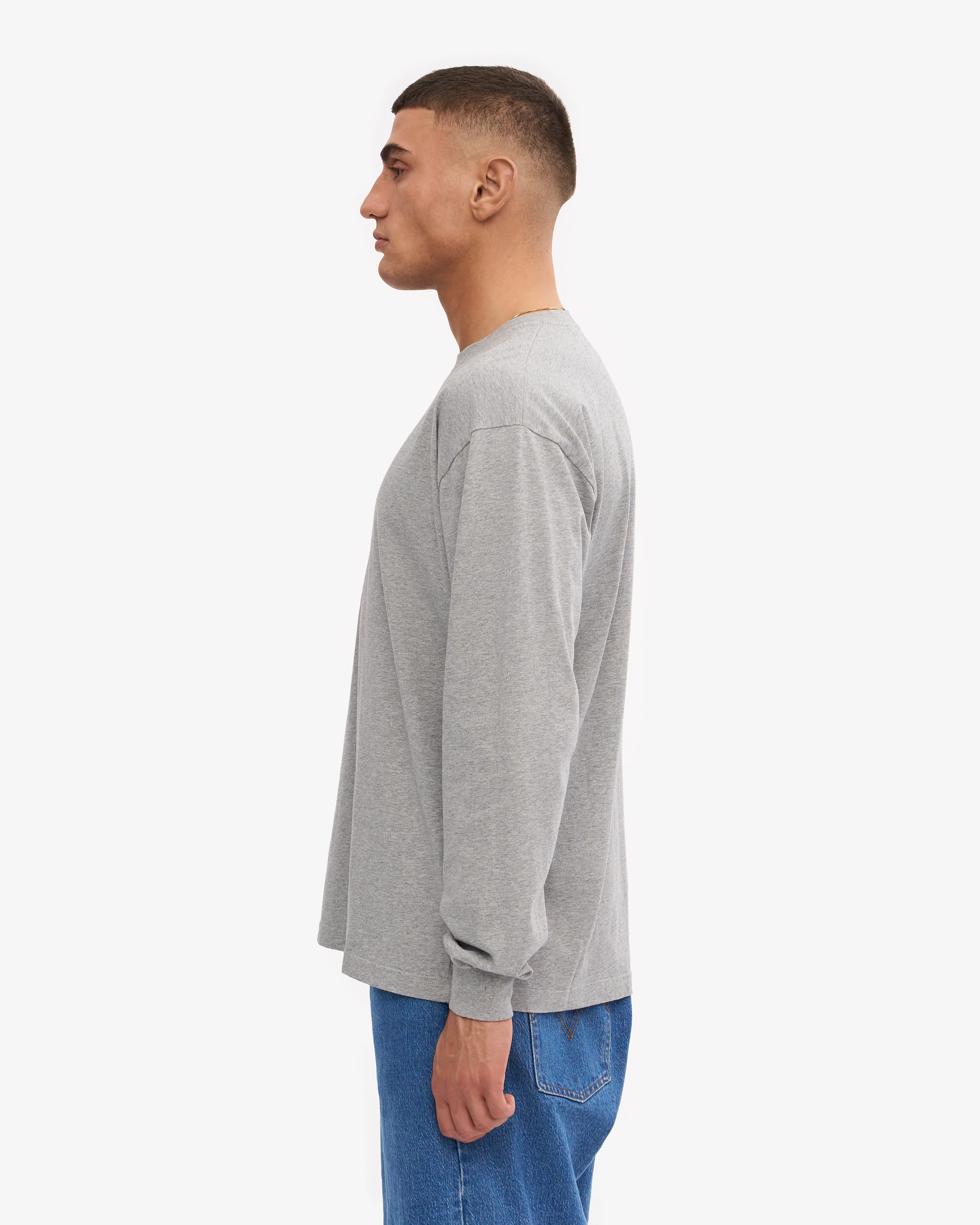 Oversized Organic LS T-Shirt - Heather Grey