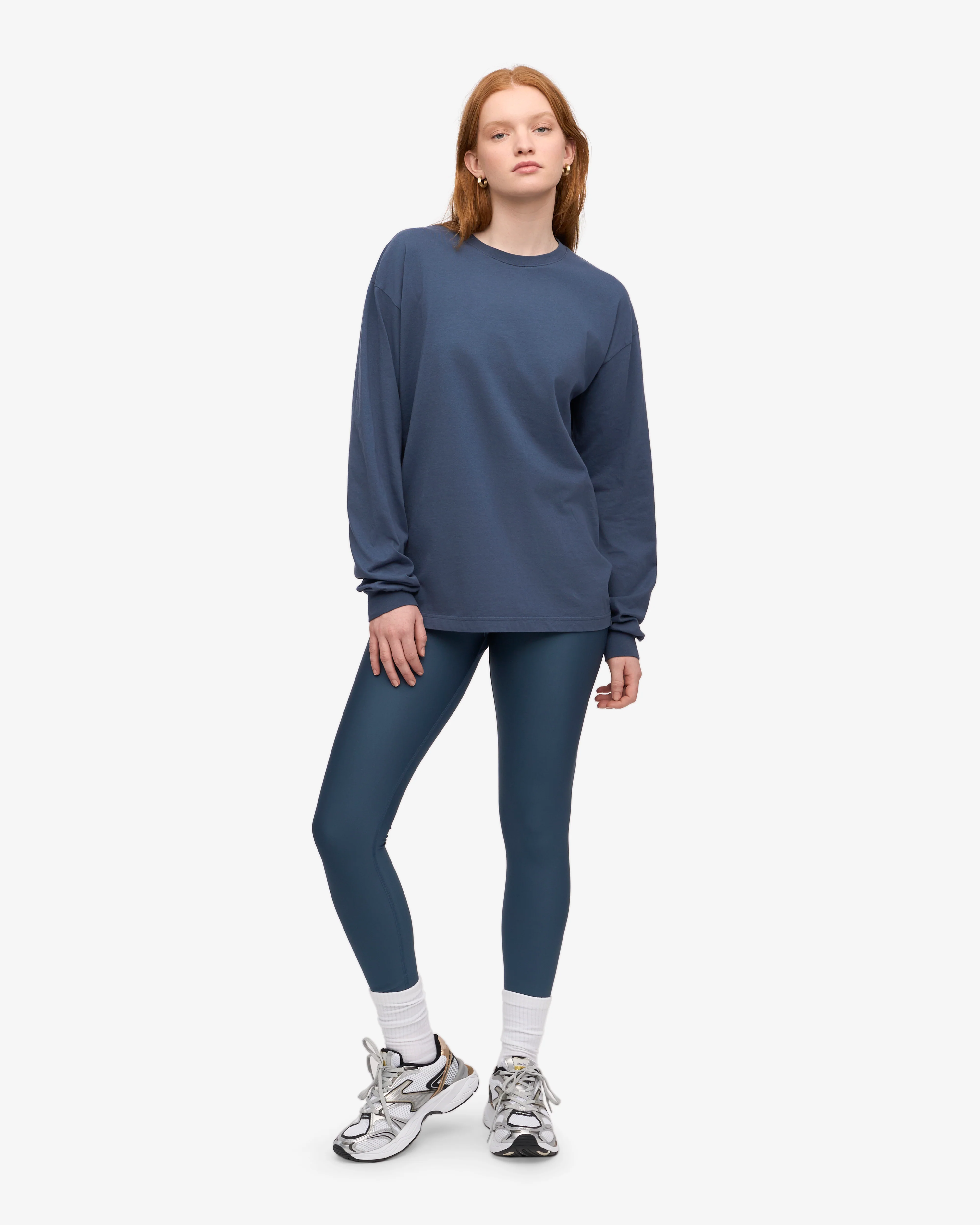 Oversized Organic LS T-Shirt - Petrol Blue