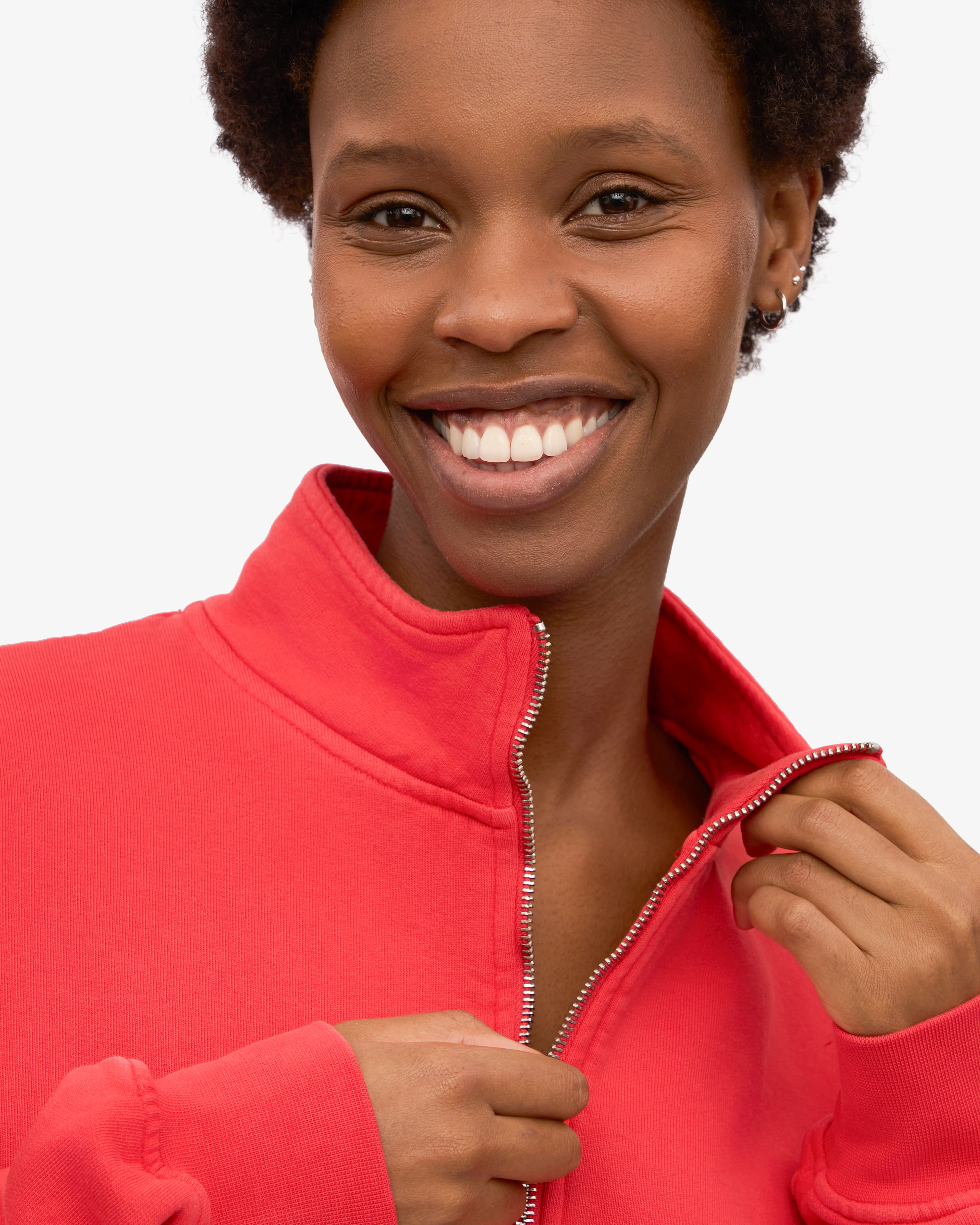 Organic Quarter Zip - Red Tangerine