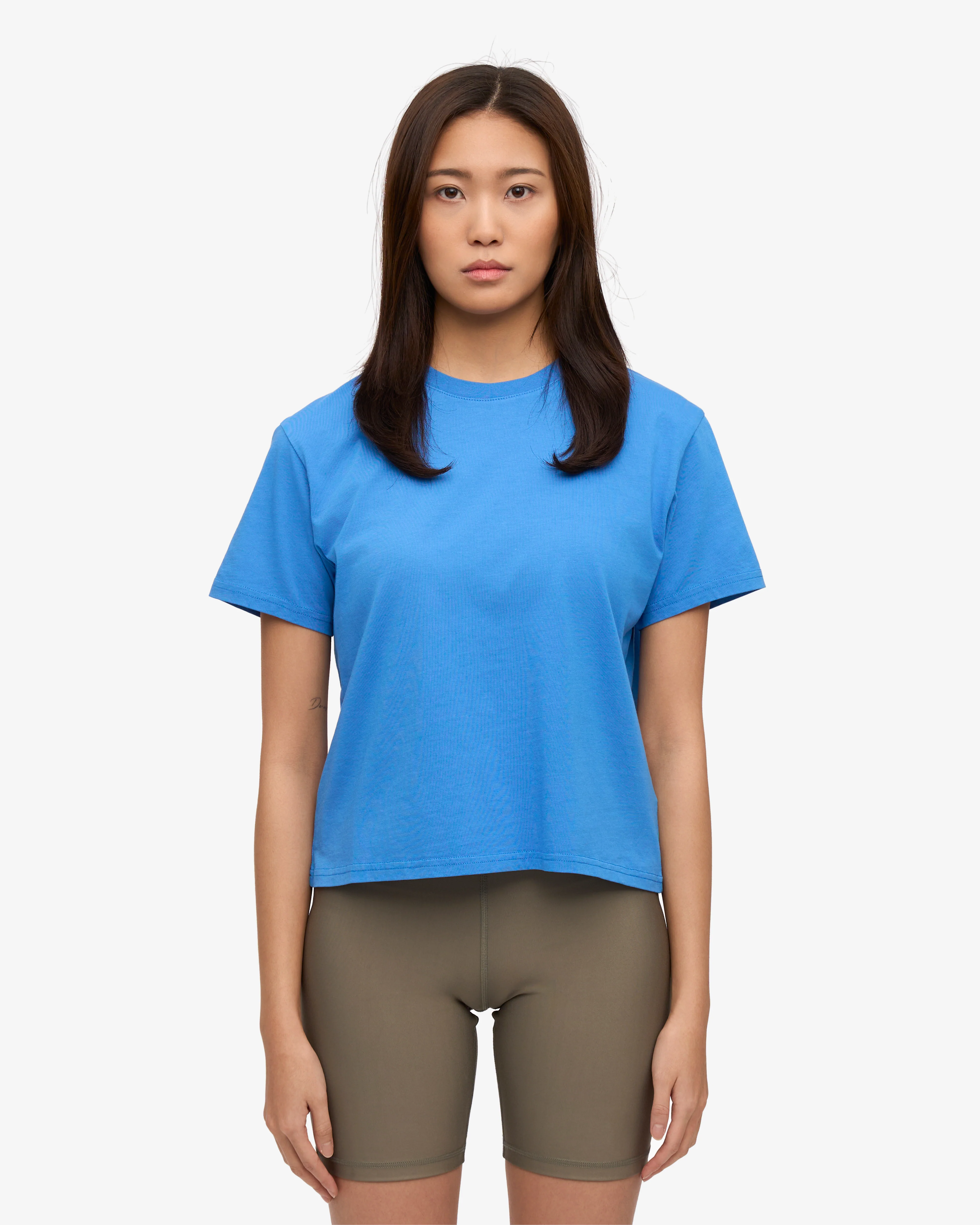 Organic Boxy Crop Tee - Pacific Blue