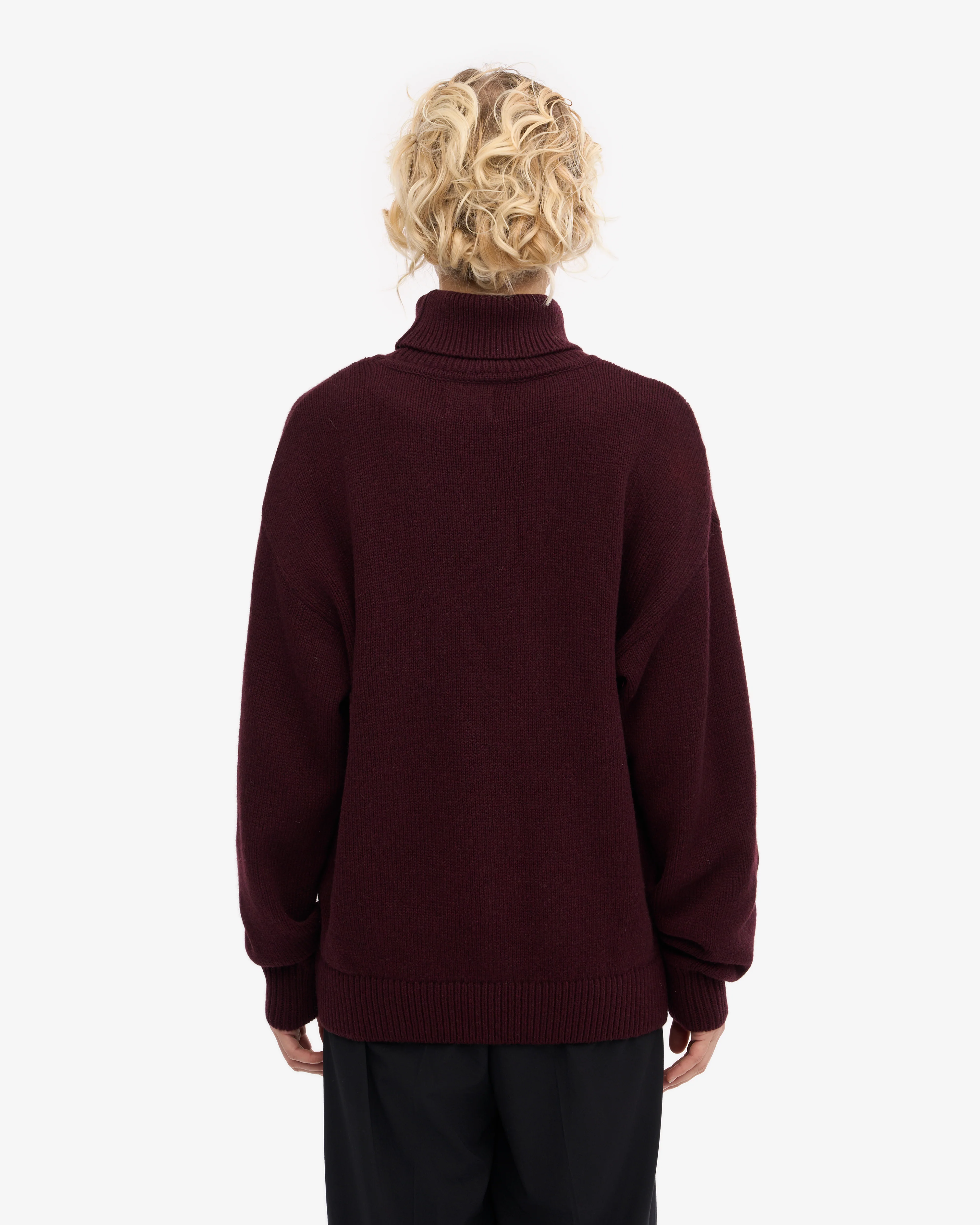 Merino Wool Turtleneck - Oxblood Red