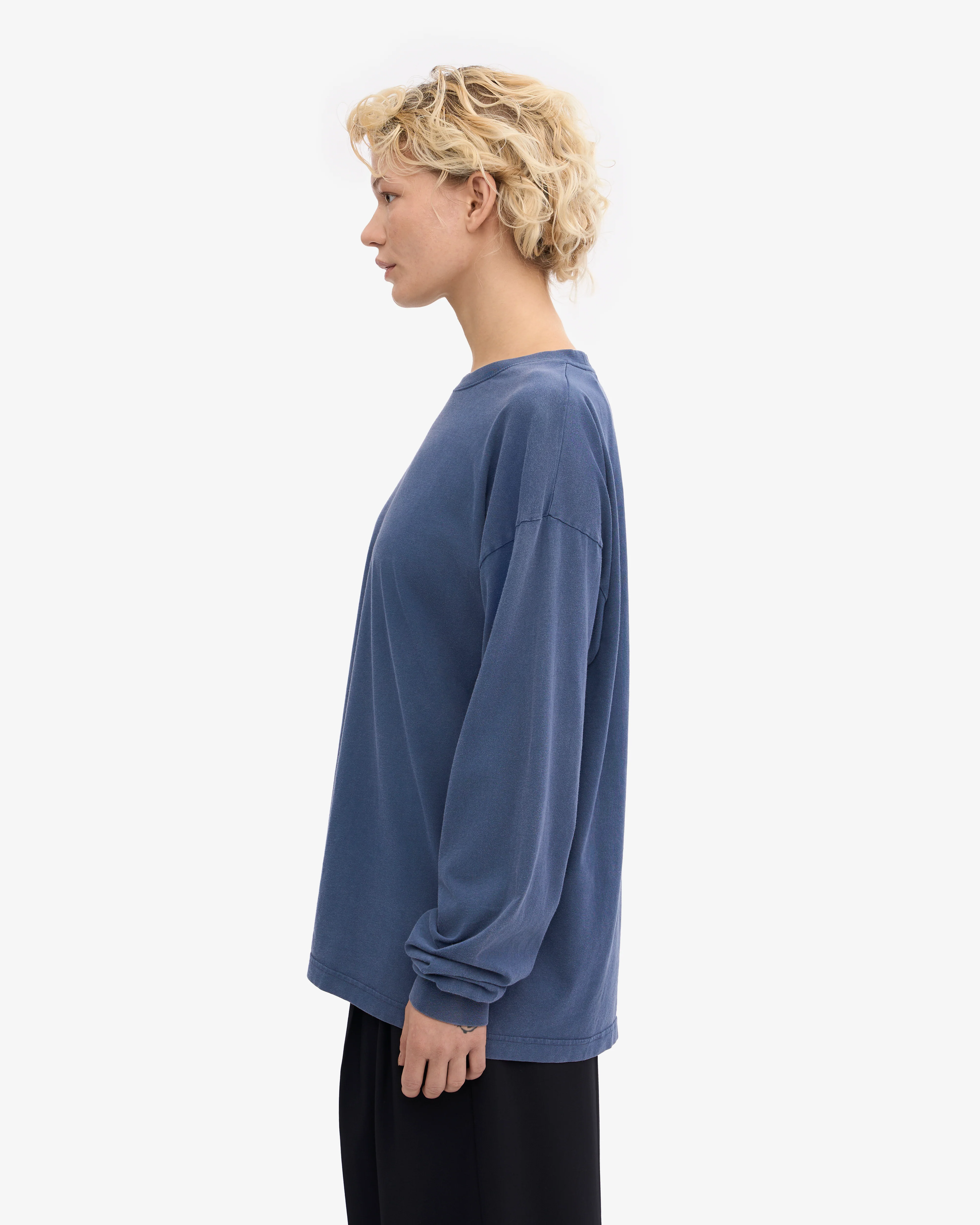 Oversized Organic LS T-Shirt - Neptune Blue
