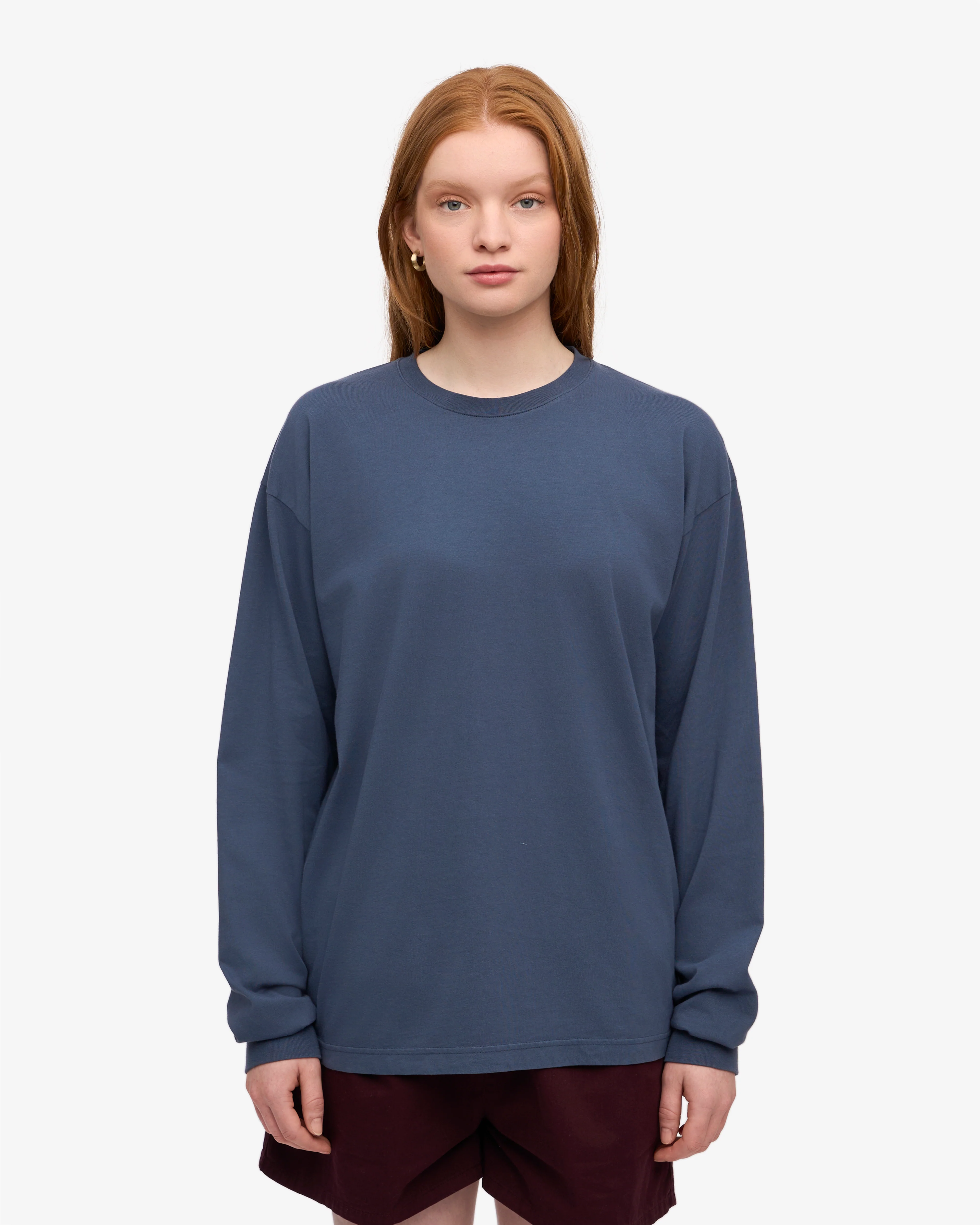 Oversized Organic LS T-Shirt - Petrol Blue