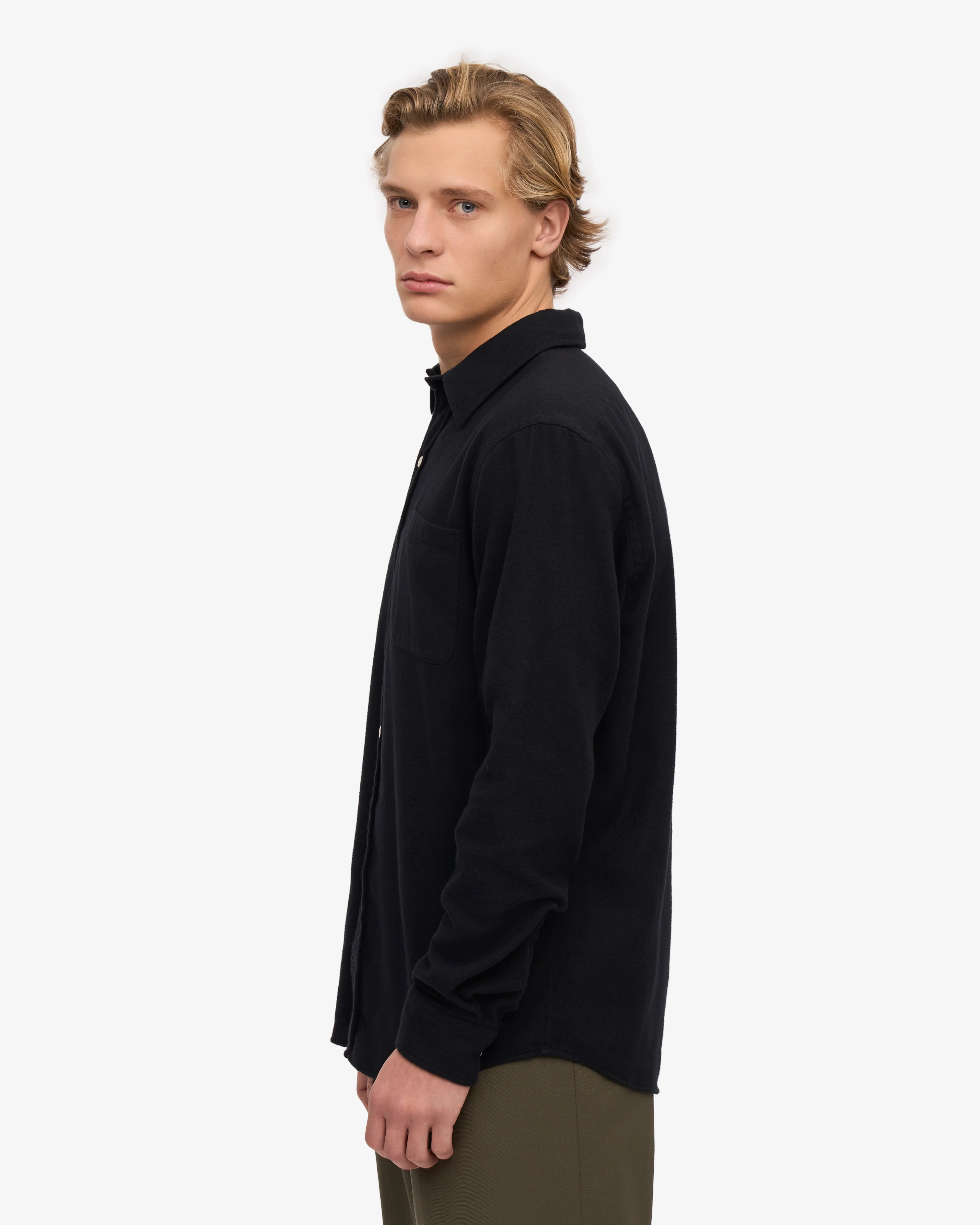 Organic Flannel Shirt - Deep Black