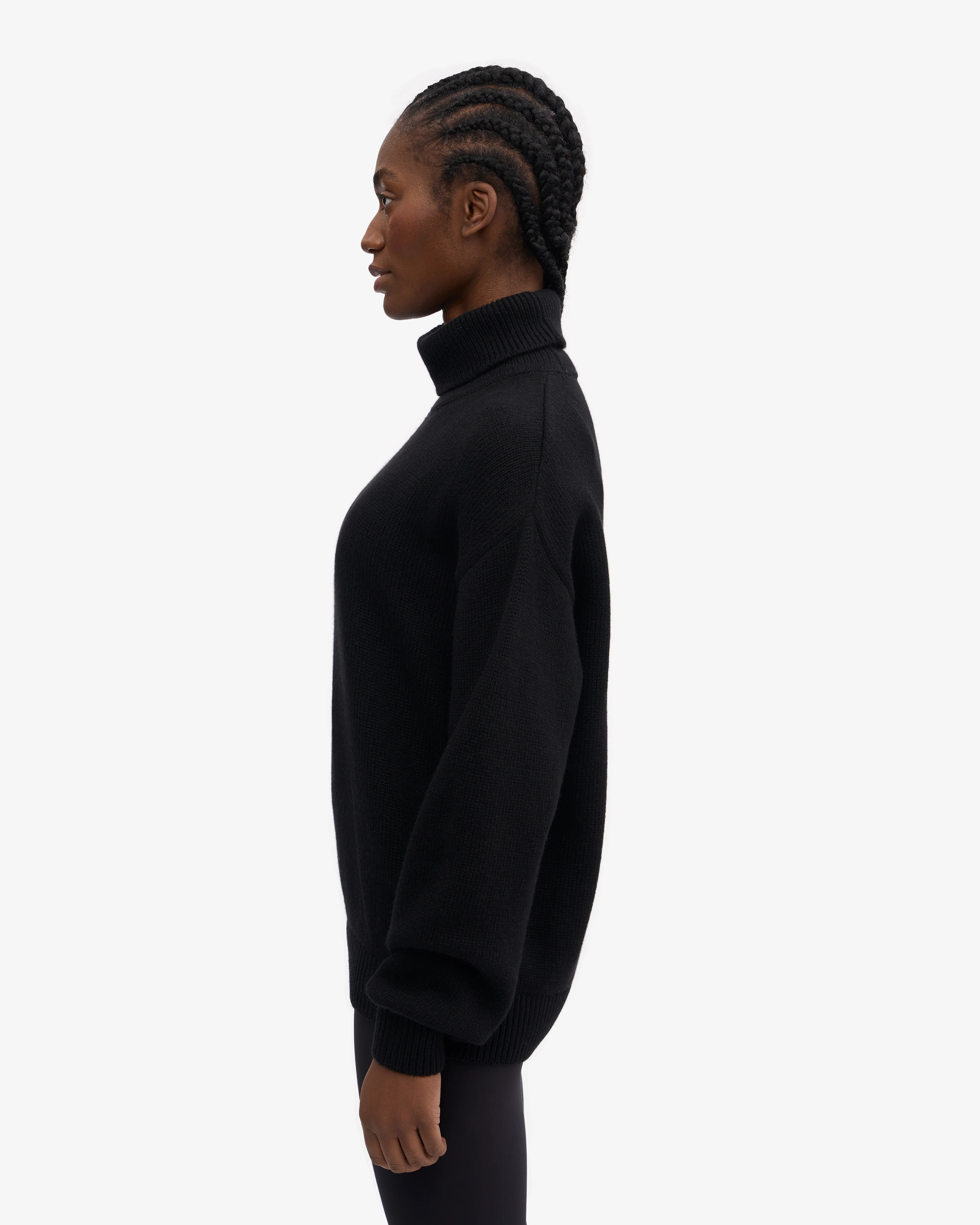 Merino Wool Turtleneck - Deep Black