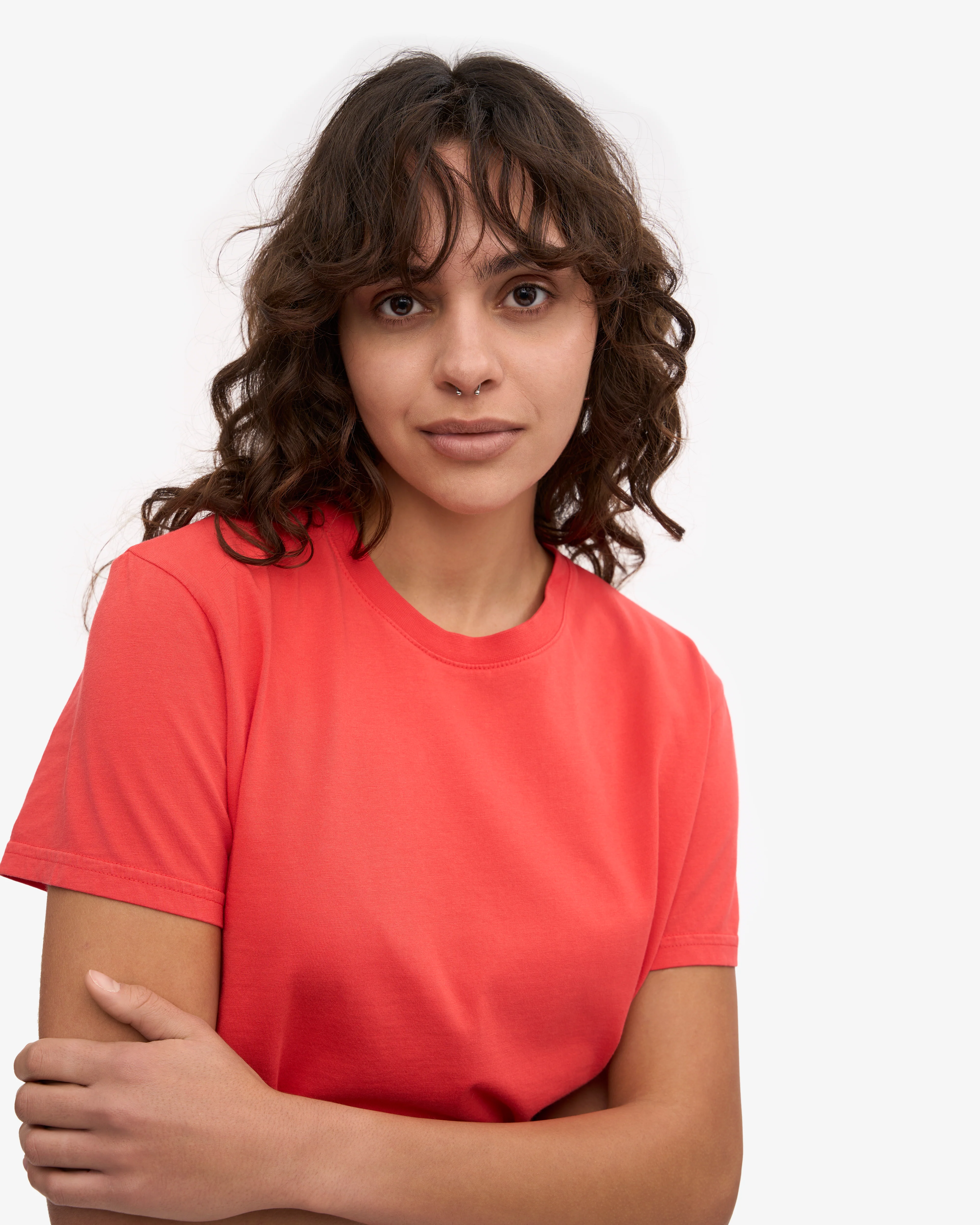 Organic Boxy Crop Tee - Red Tangerine
