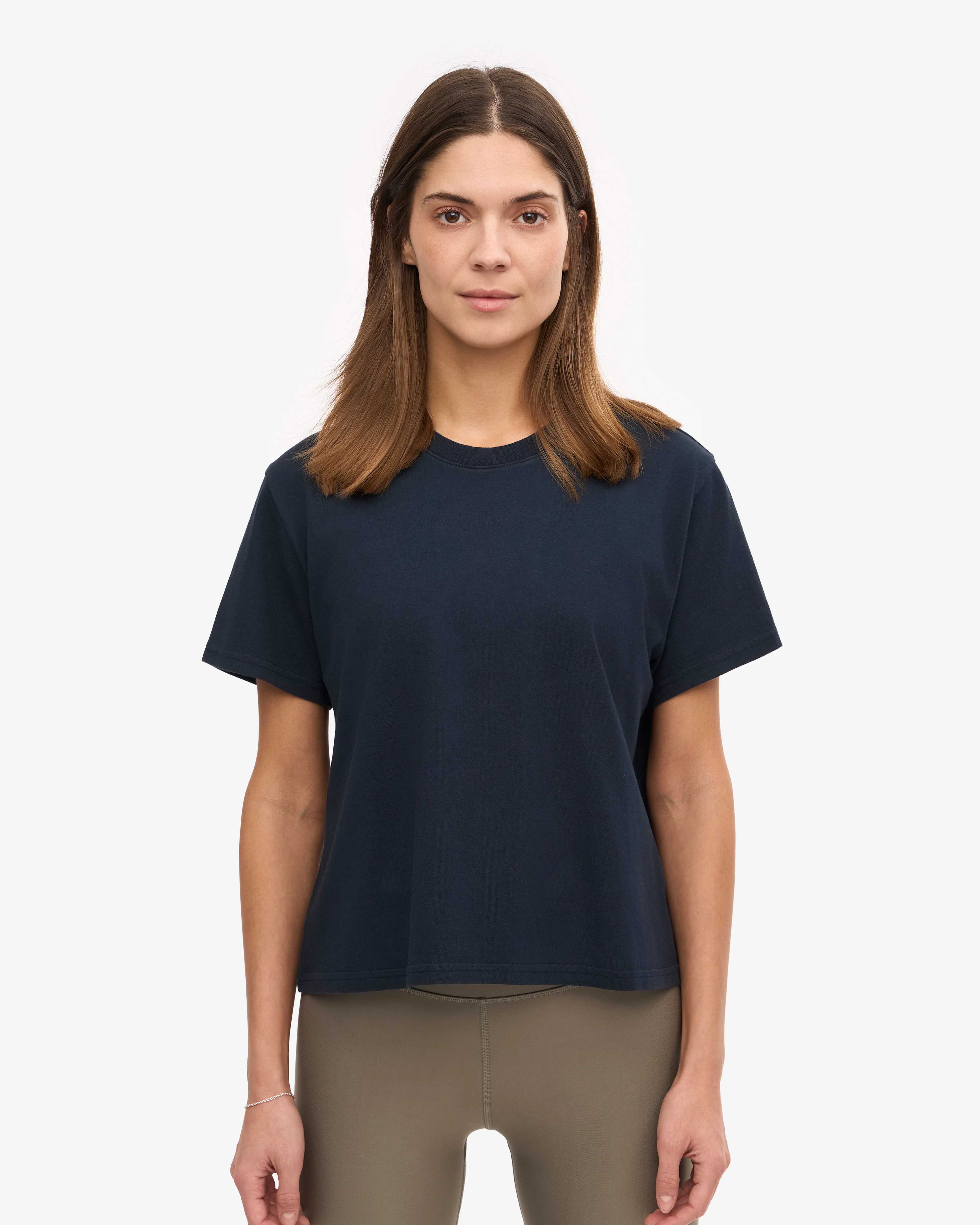 Organic Boxy Crop Tee - Navy Blue