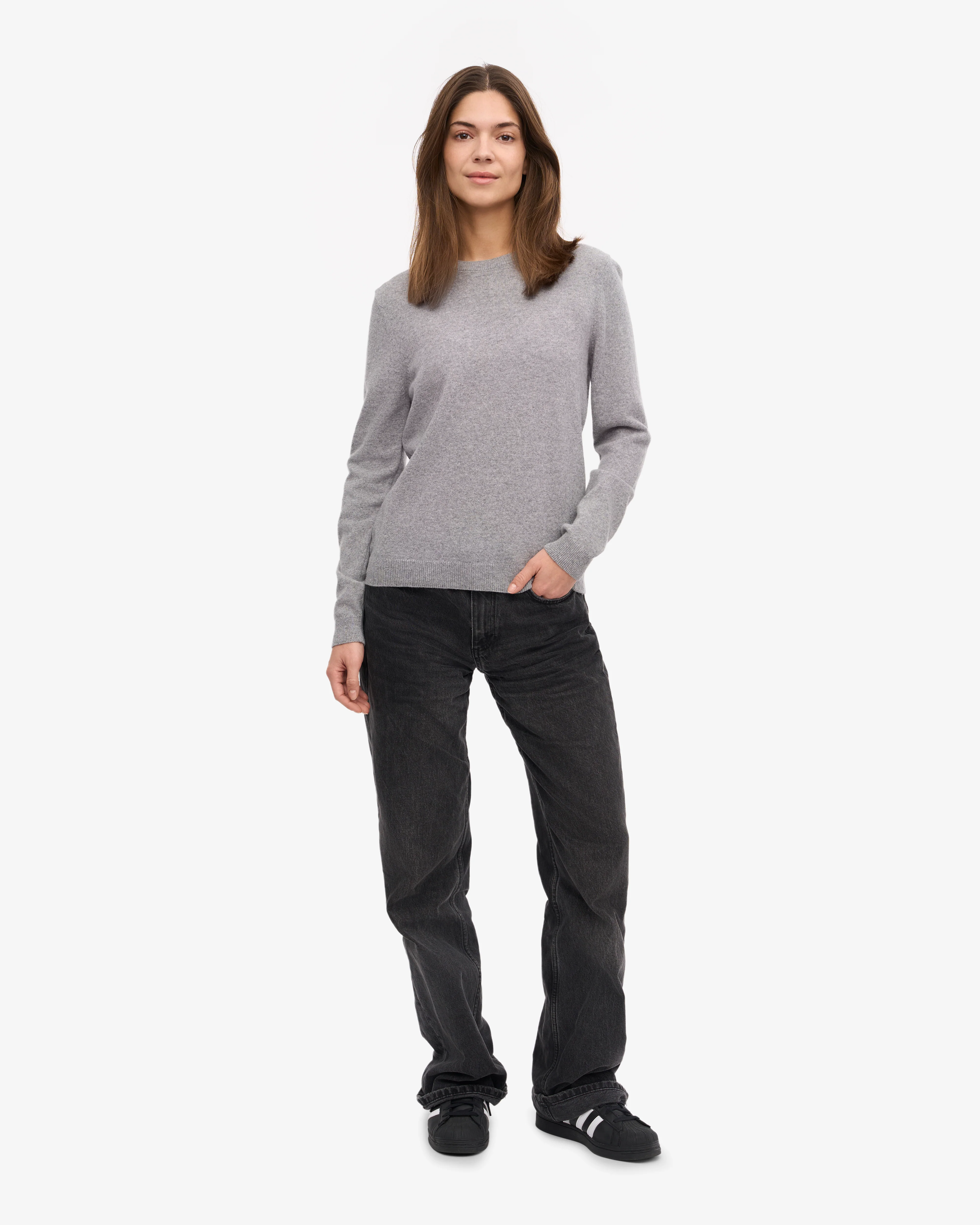 Women Light Merino Wool Crew - Heather Grey