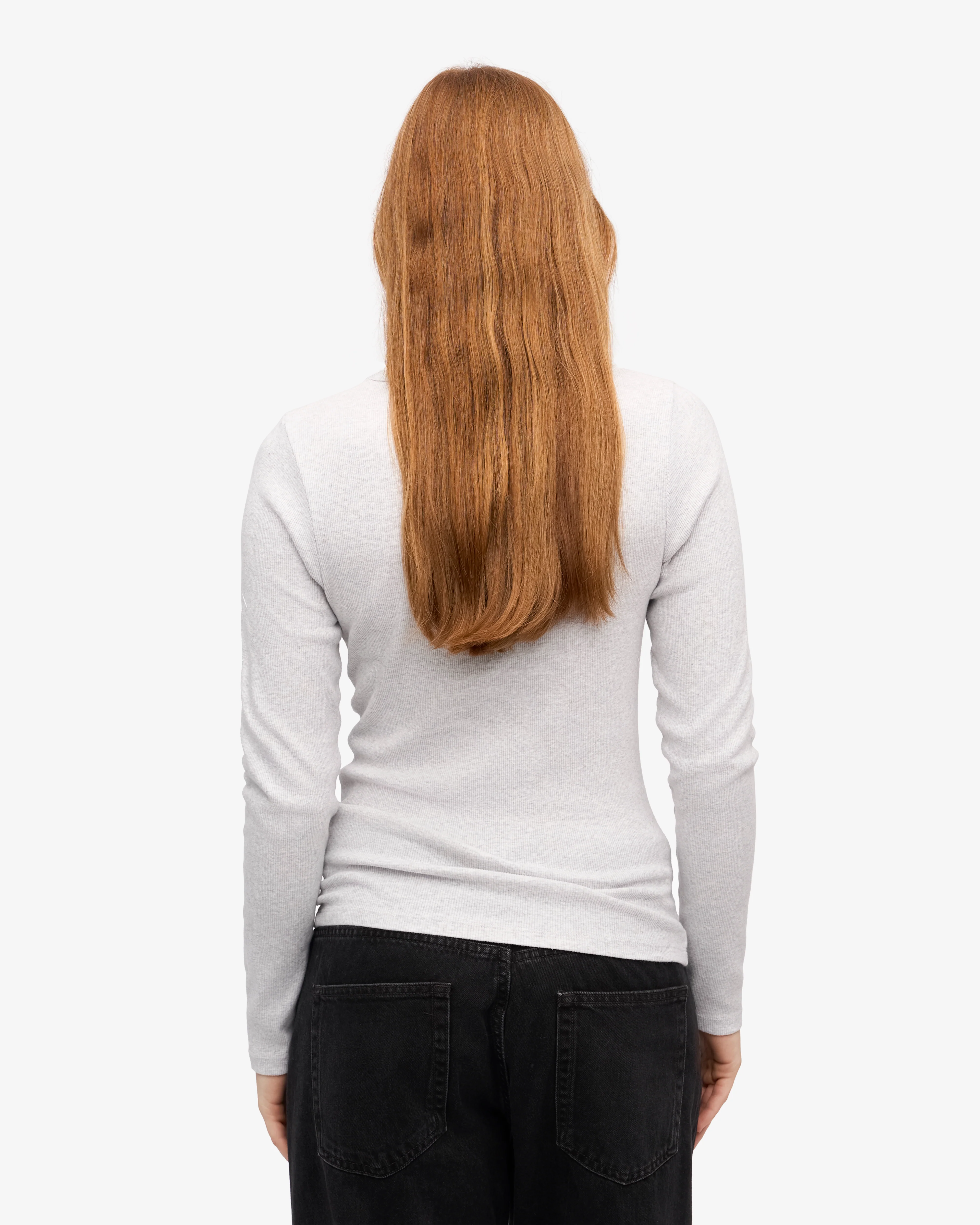 Women Organic Rib LS T-Shirt - Snow Melange