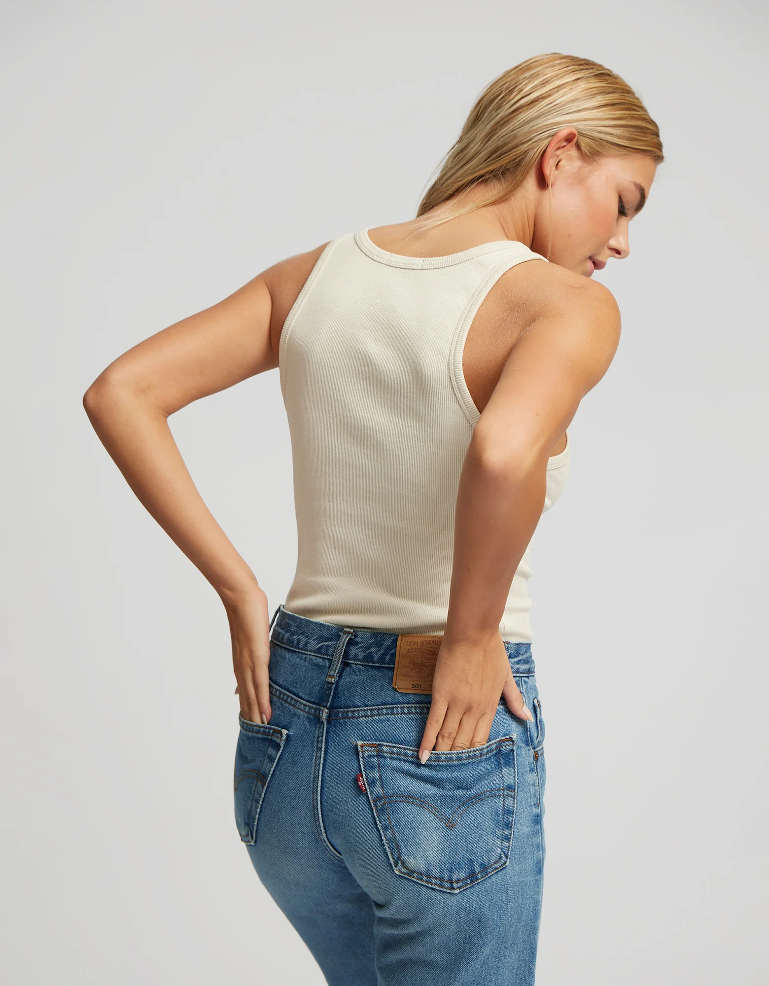 Women Organic Rib Tank Top - Polar Blue