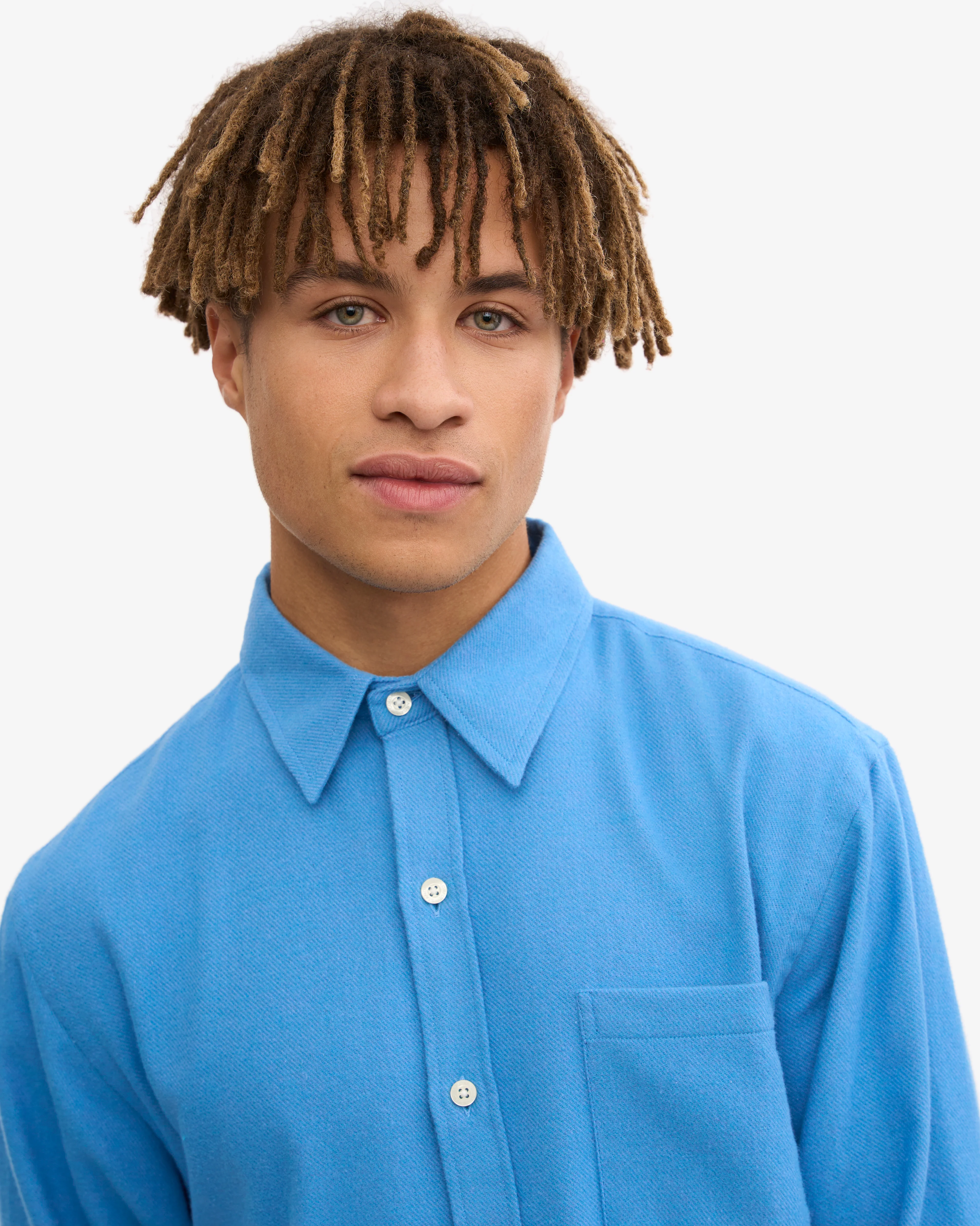 Organic Flannel Shirt - Pacific Blue