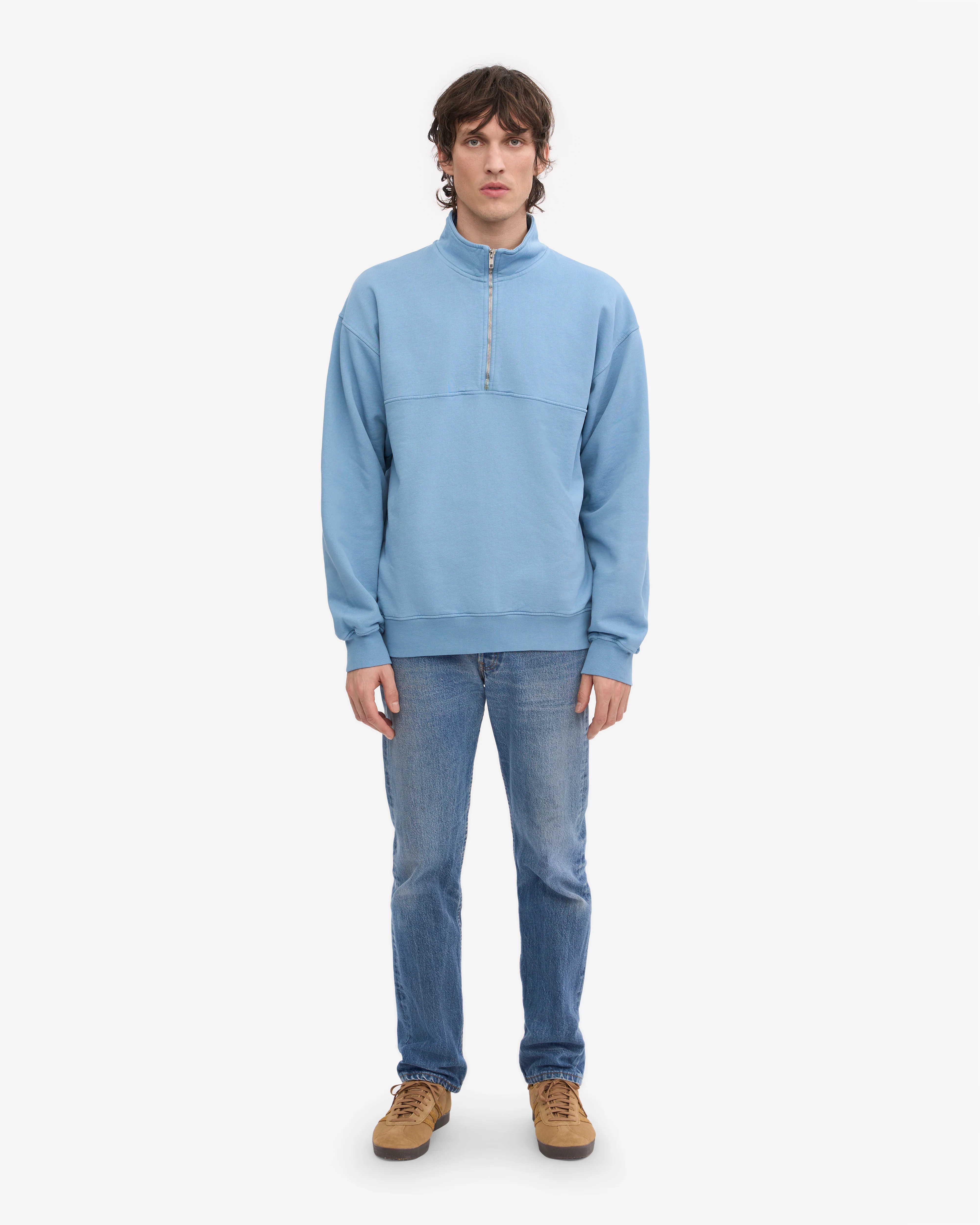 Organic Quarter Zip - Seaside Blue
