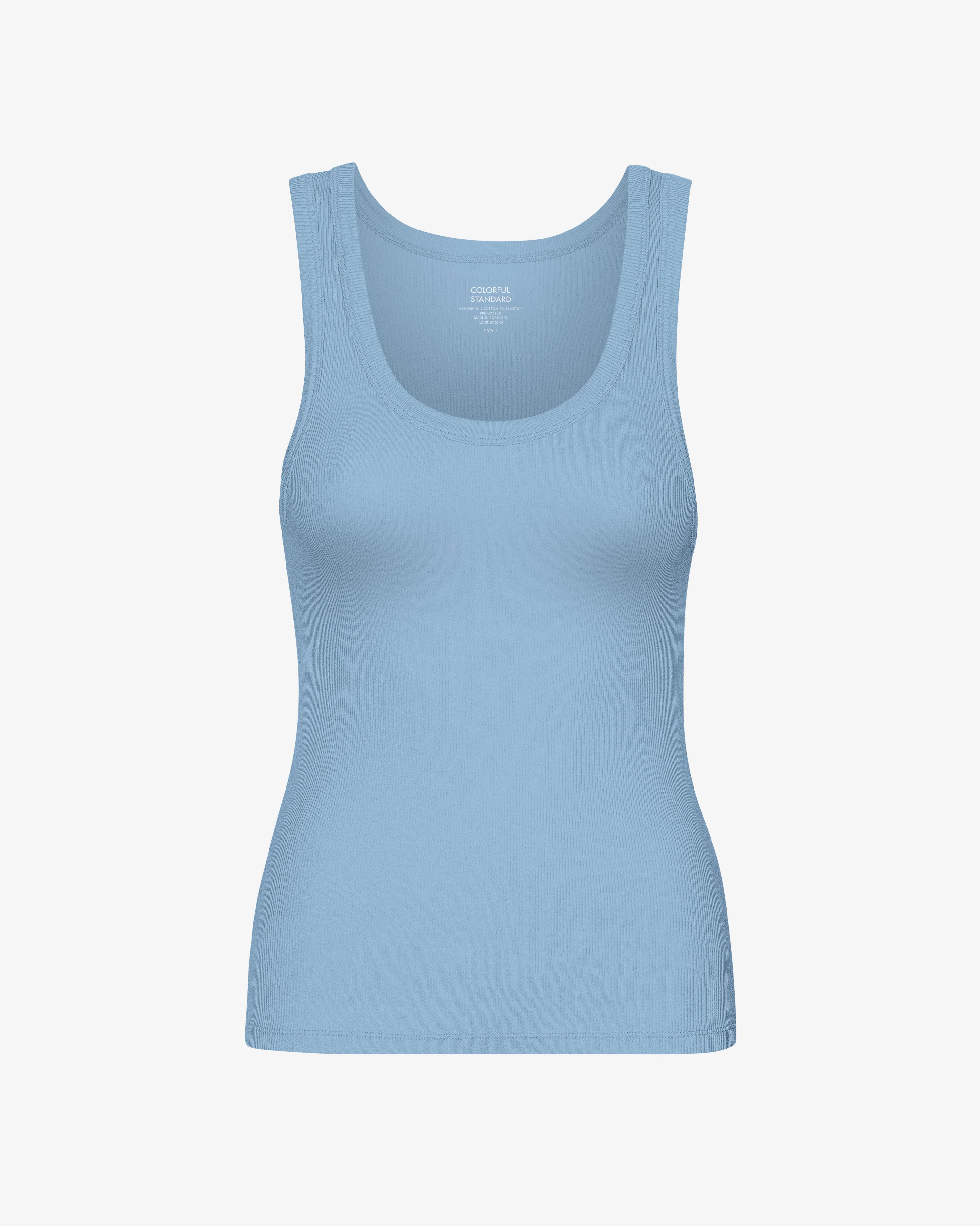 Women Organic Rib Tank Top - Seaside Blue
