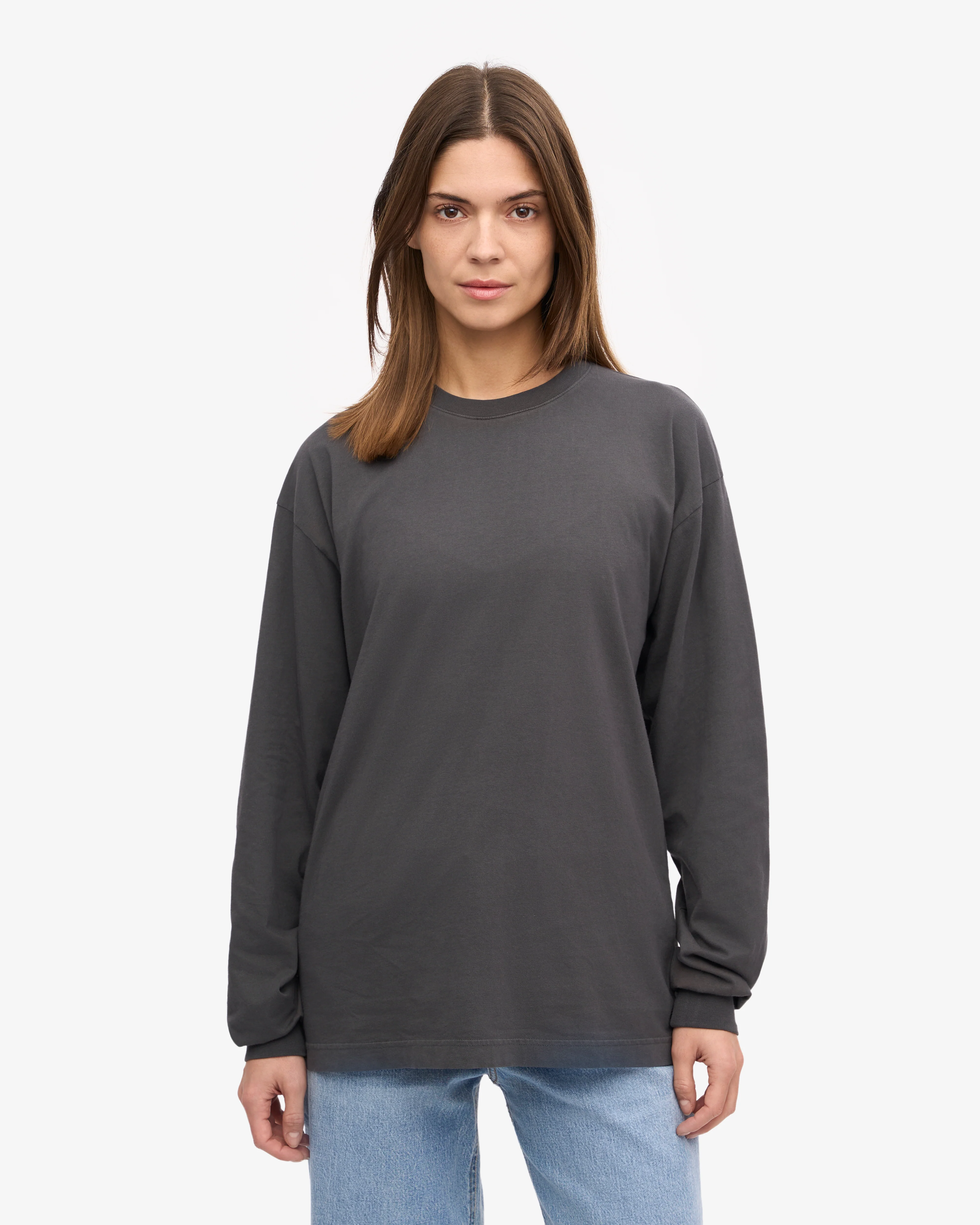 Oversized Organic LS T-Shirt - Lava Grey