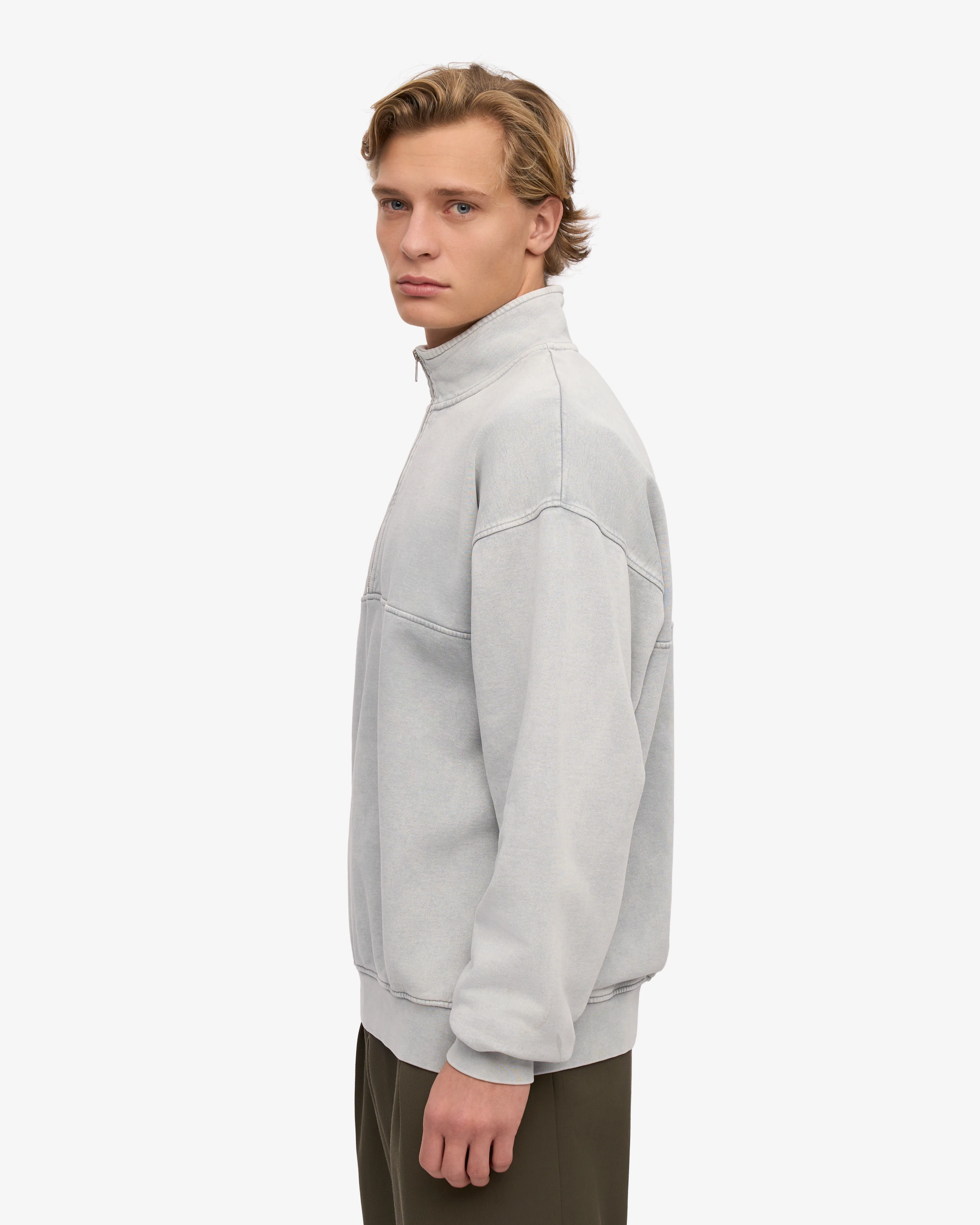 Organic Quarter Zip - Faded Grey