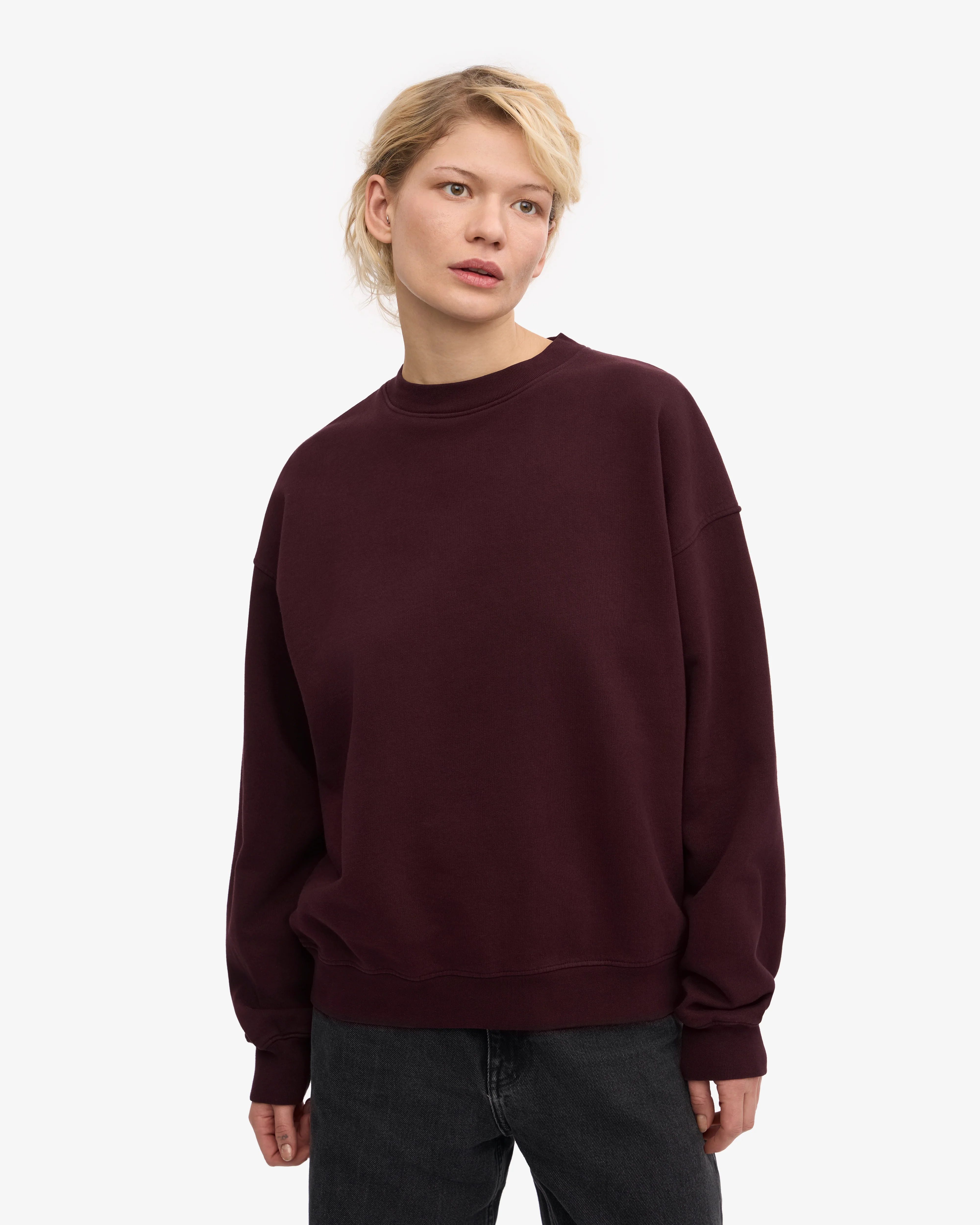 Organic Oversized Crew - Oxblood Red