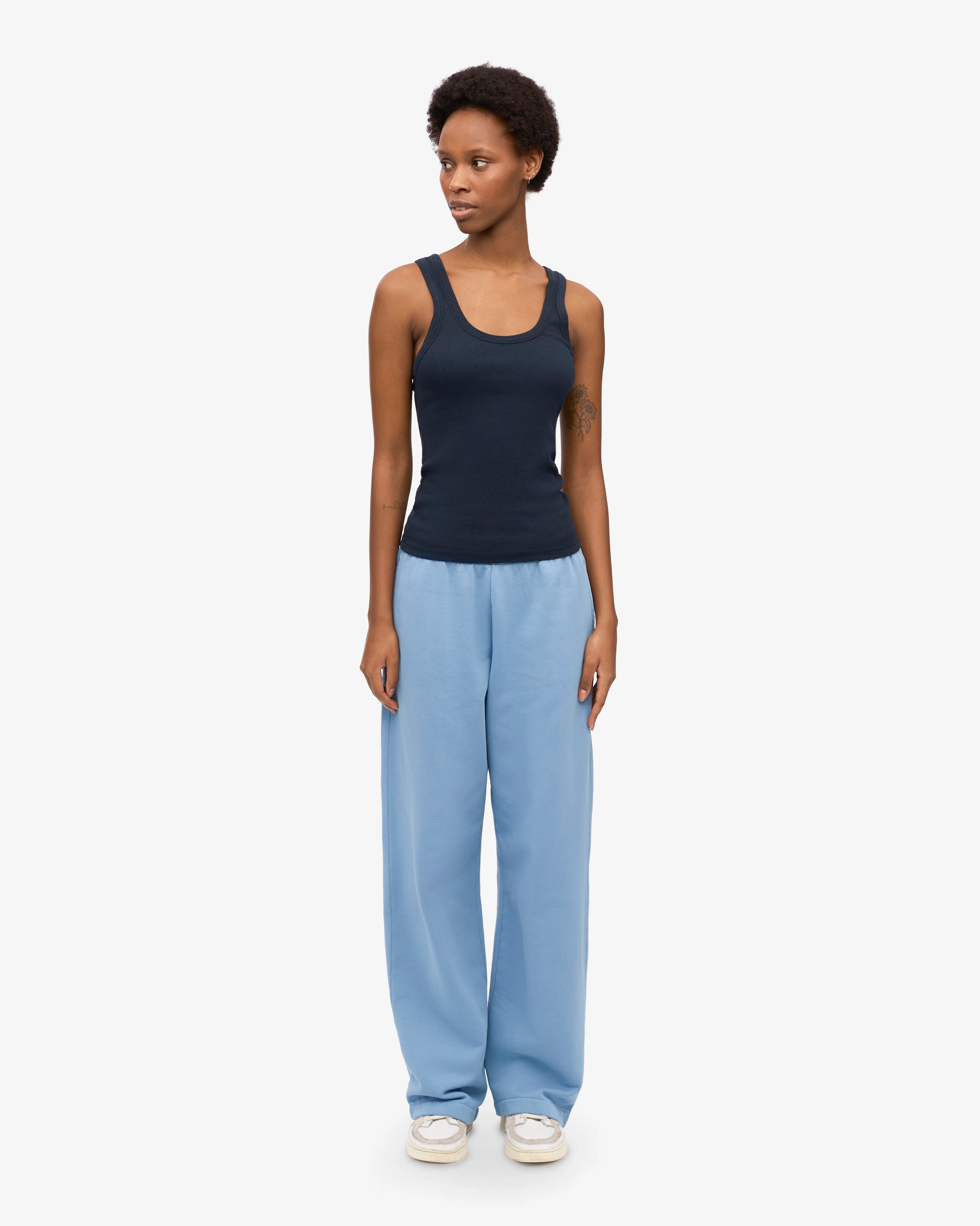 Women Organic Rib Tank Top - Navy Blue