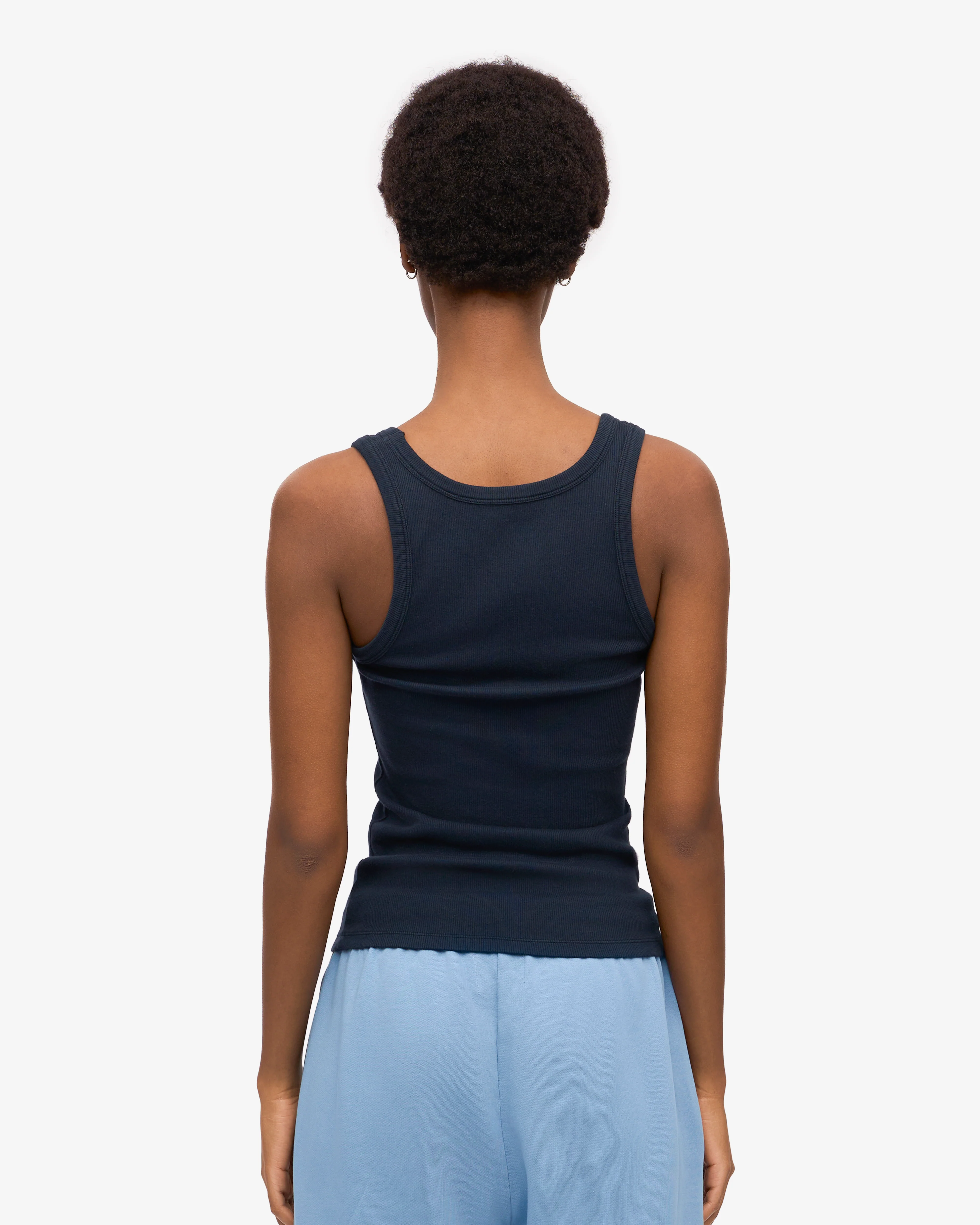 Women Organic Rib Tank Top - Navy Blue