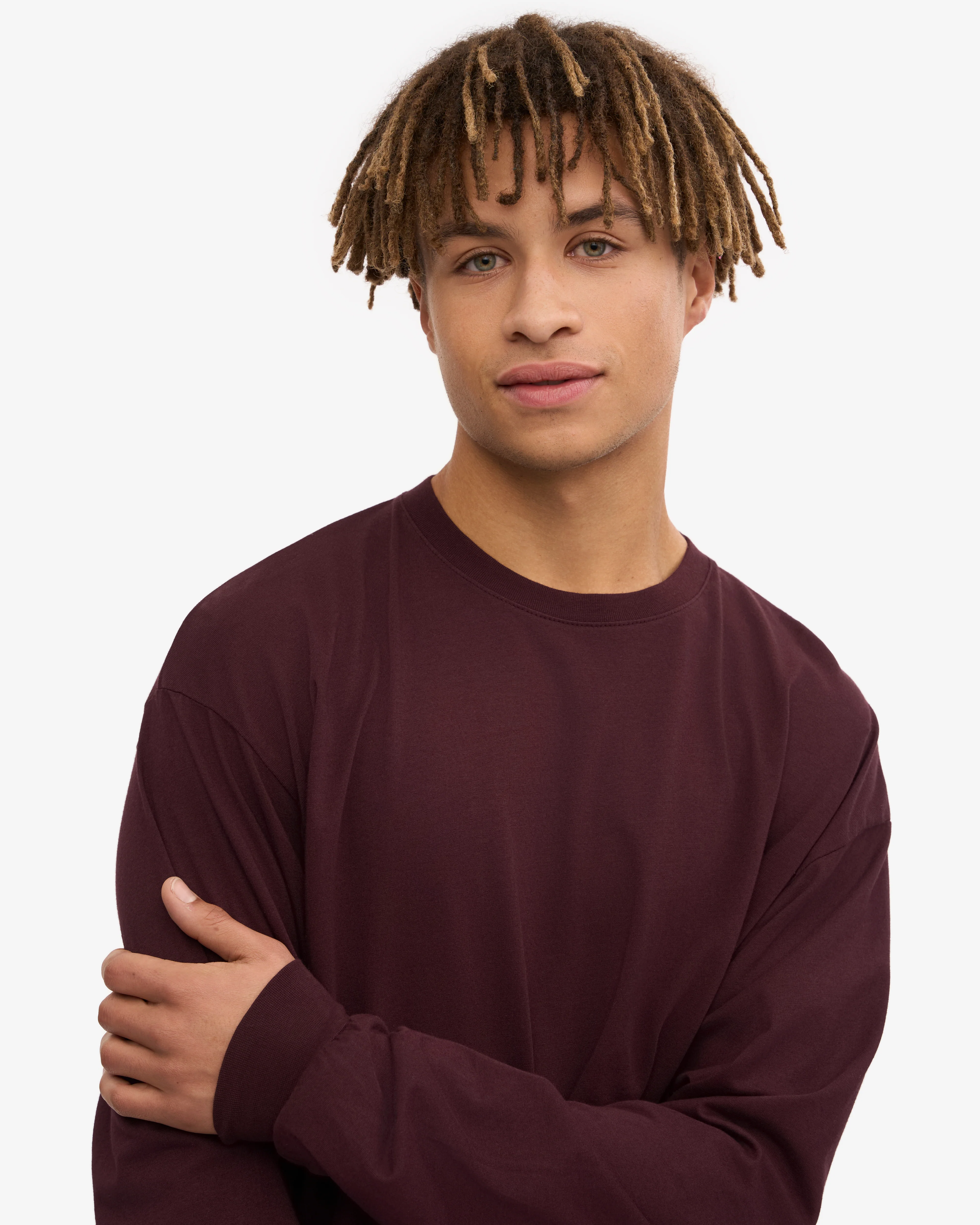 Oversized Organic LS T-Shirt - Oxblood Red
