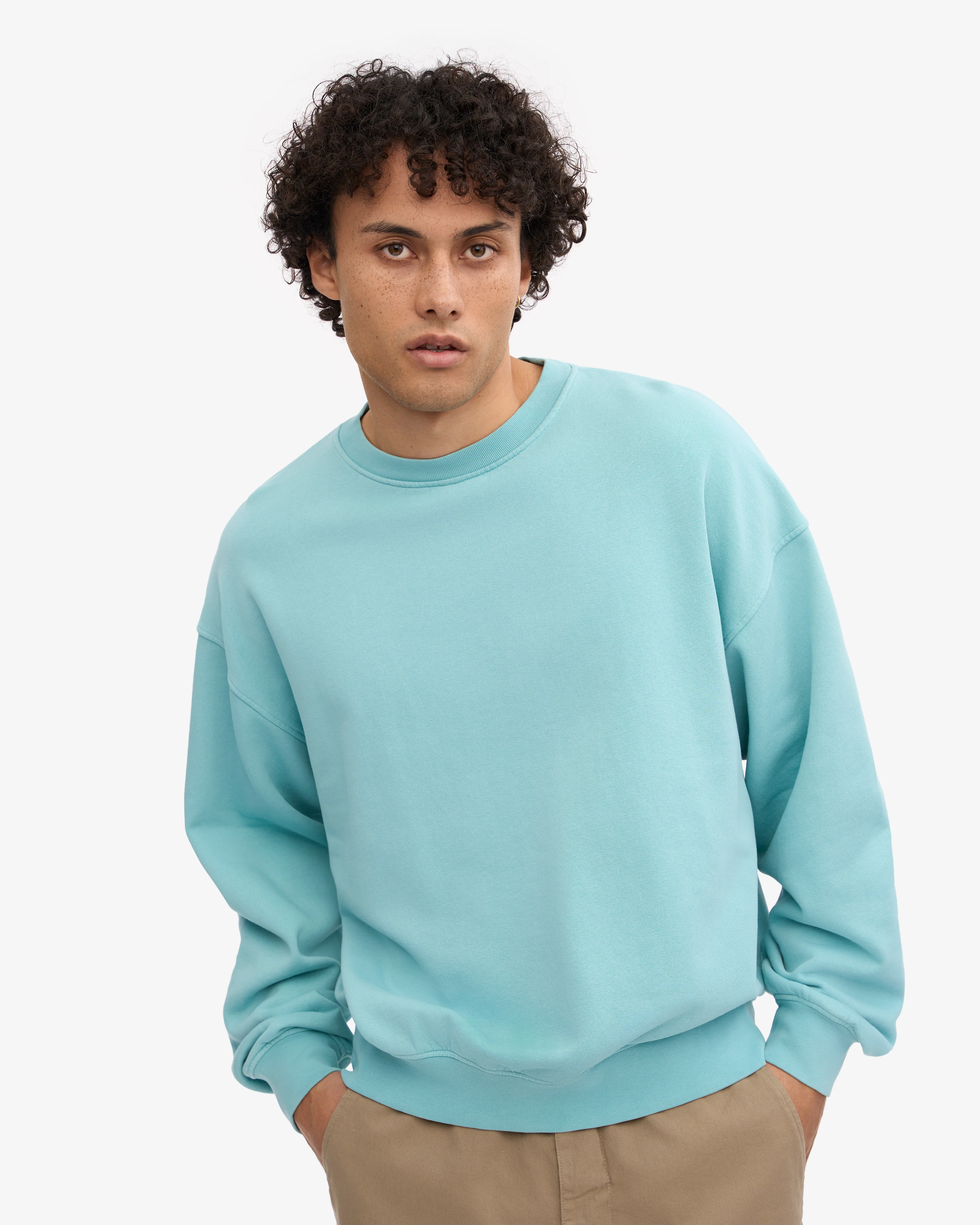 Organic Oversized Crew - Teal Blue