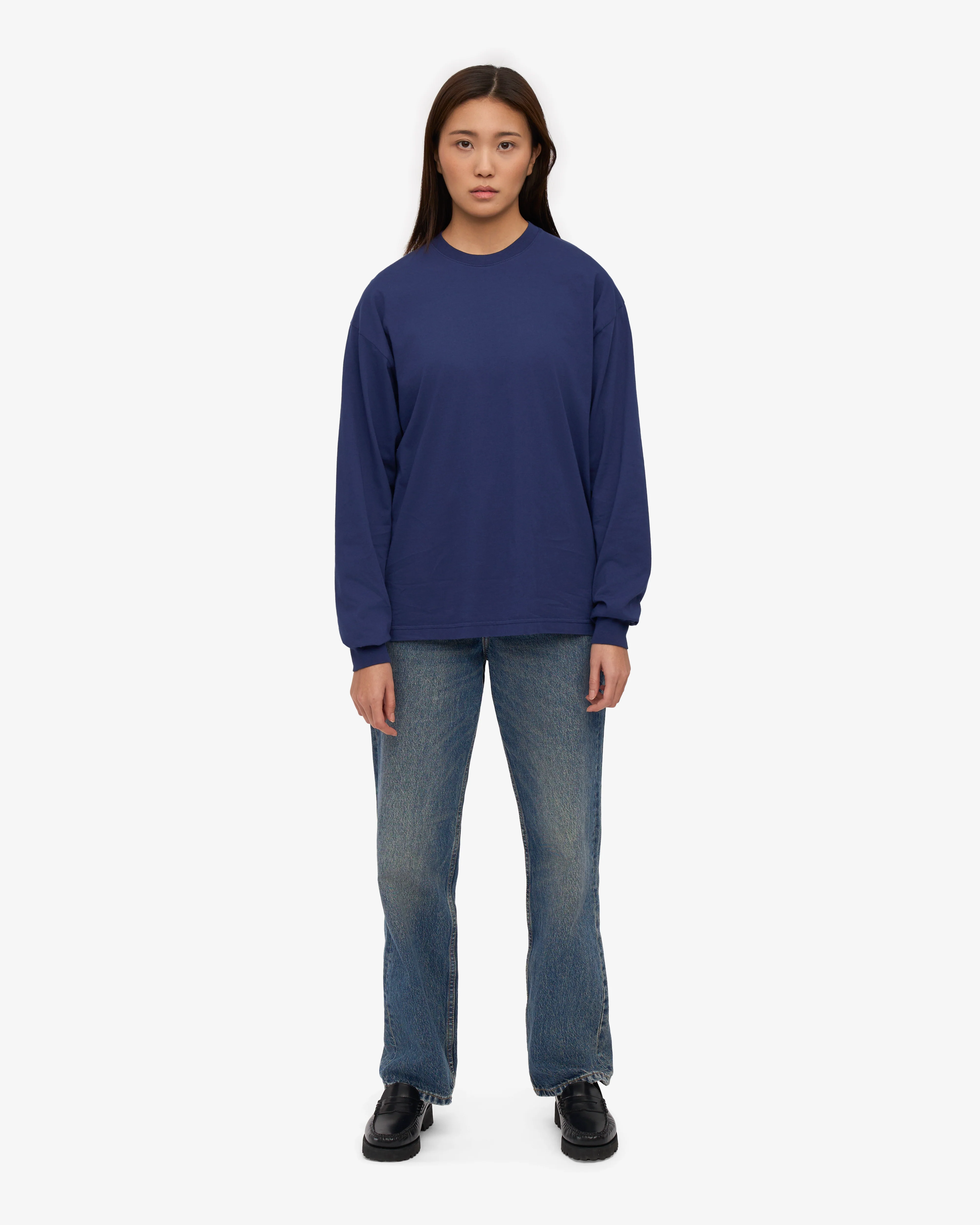 Oversized Organic LS T-Shirt - Marine Blue