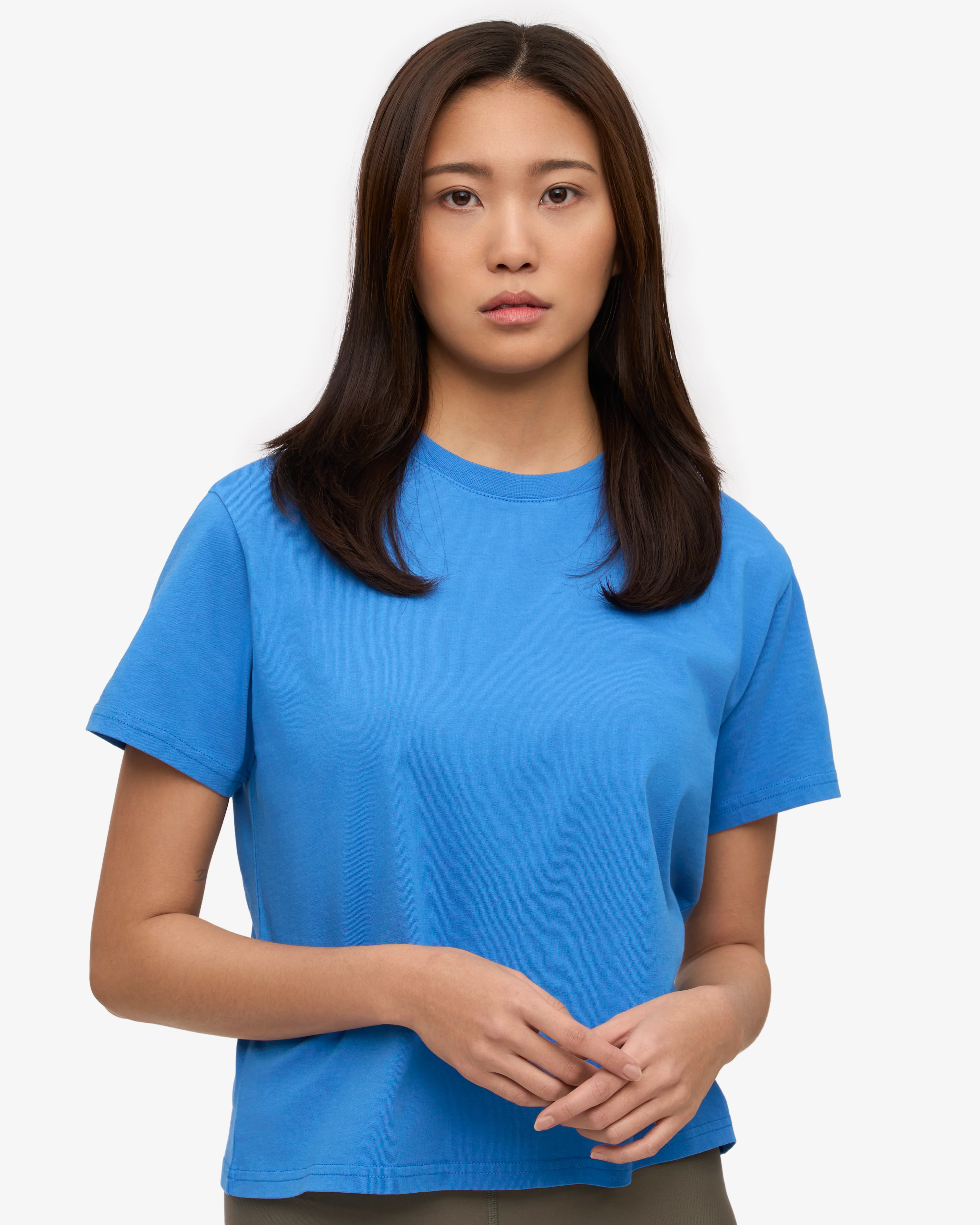 Organic Boxy Crop Tee - Pacific Blue