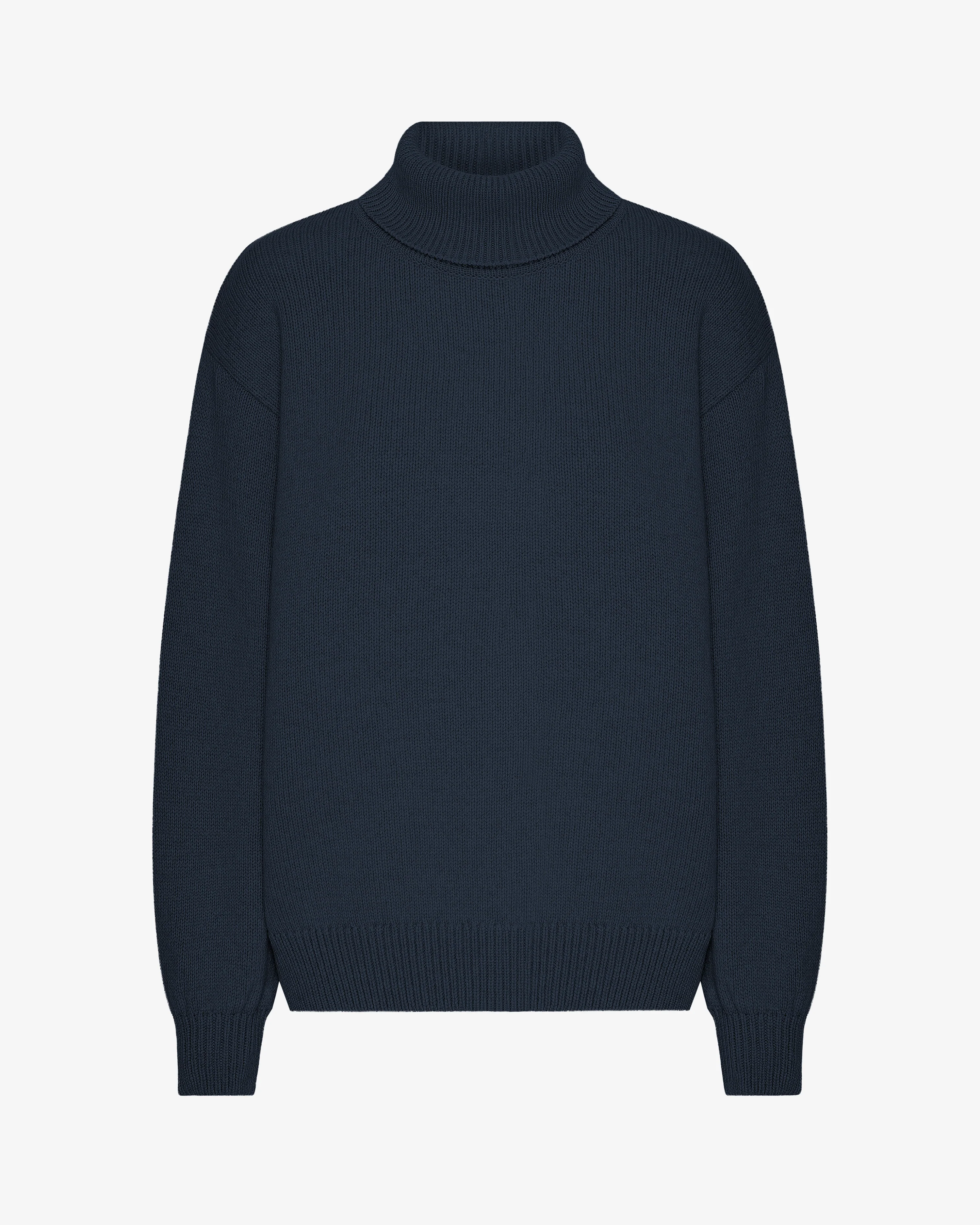Merino Wool Turtleneck - Navy Blue