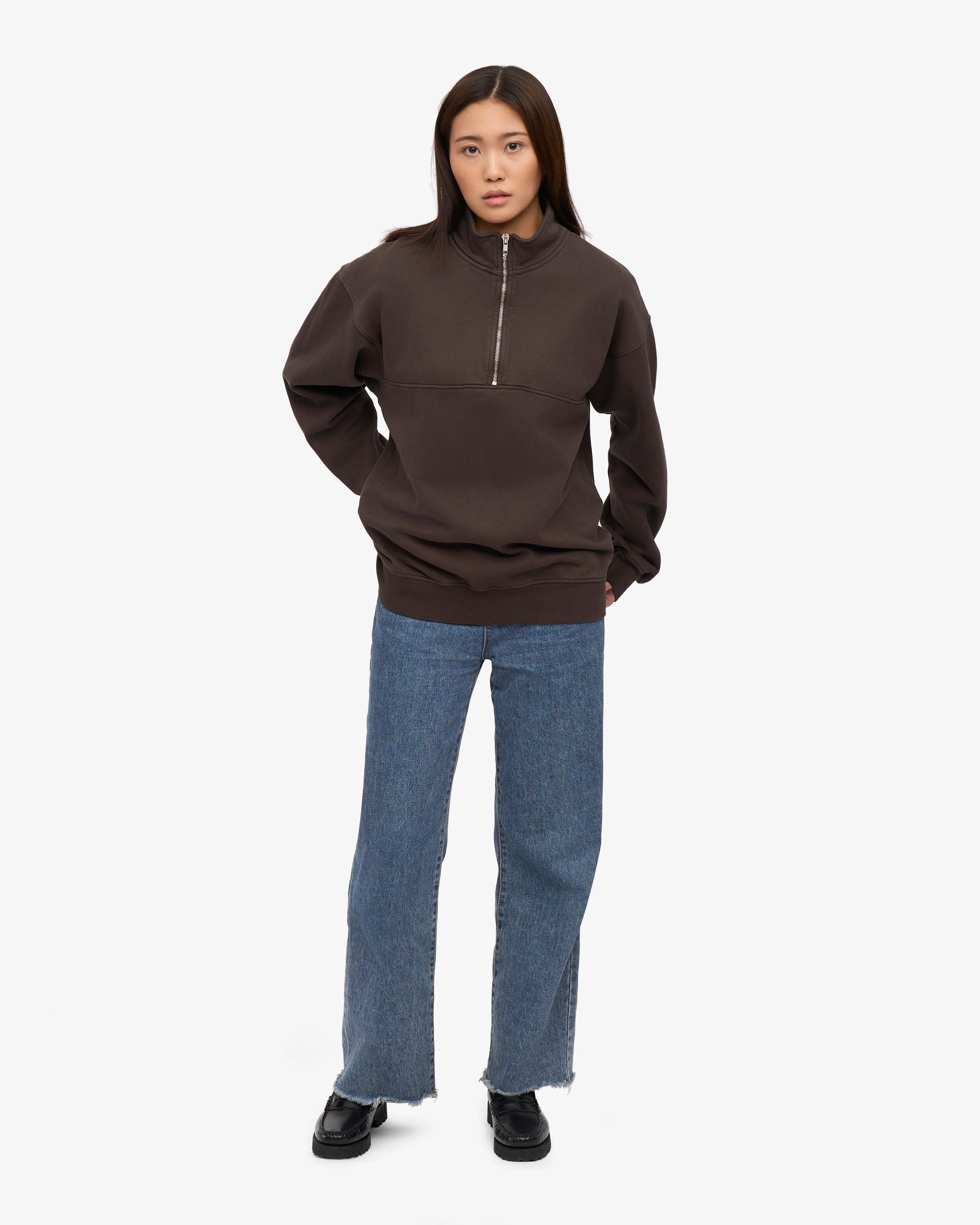 Organic Quarter Zip - Coffee Brown