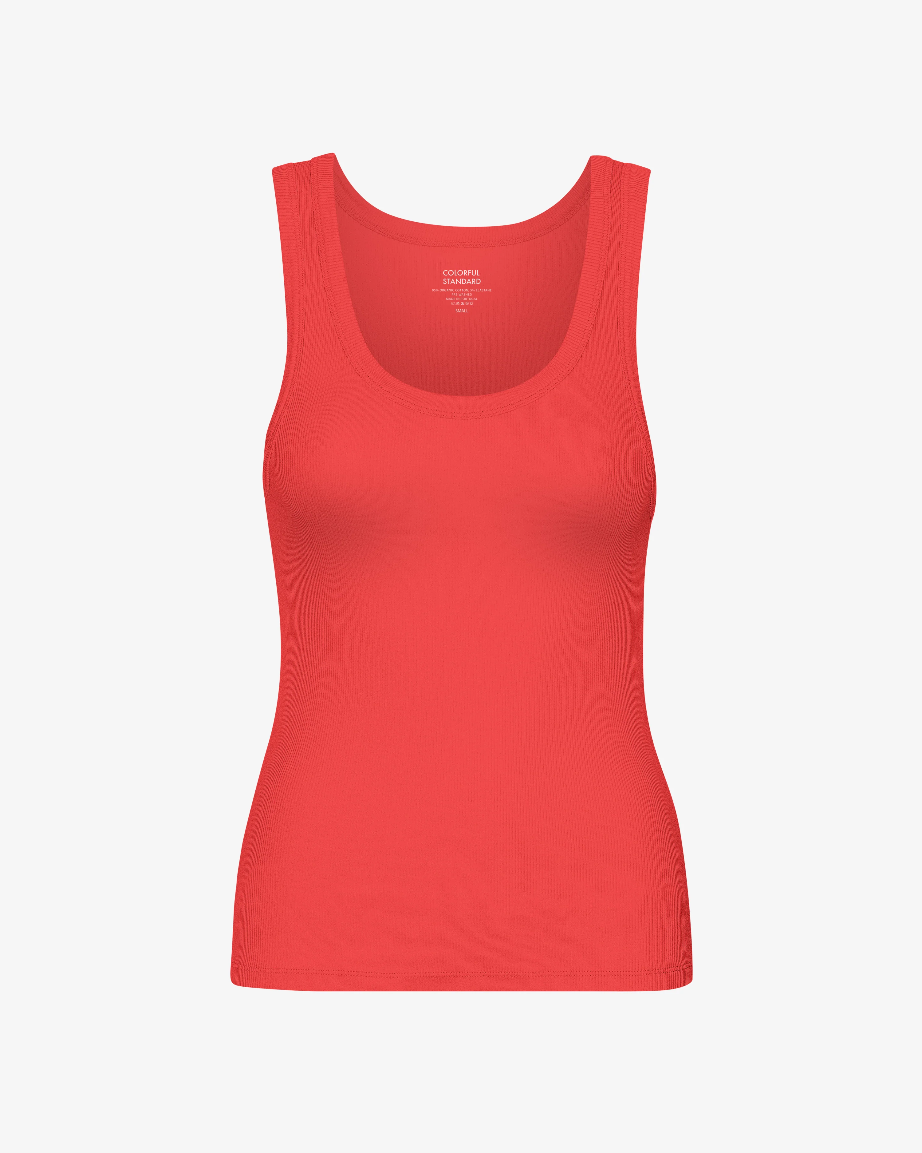 Women Organic Rib Tank Top - Red Tangerine