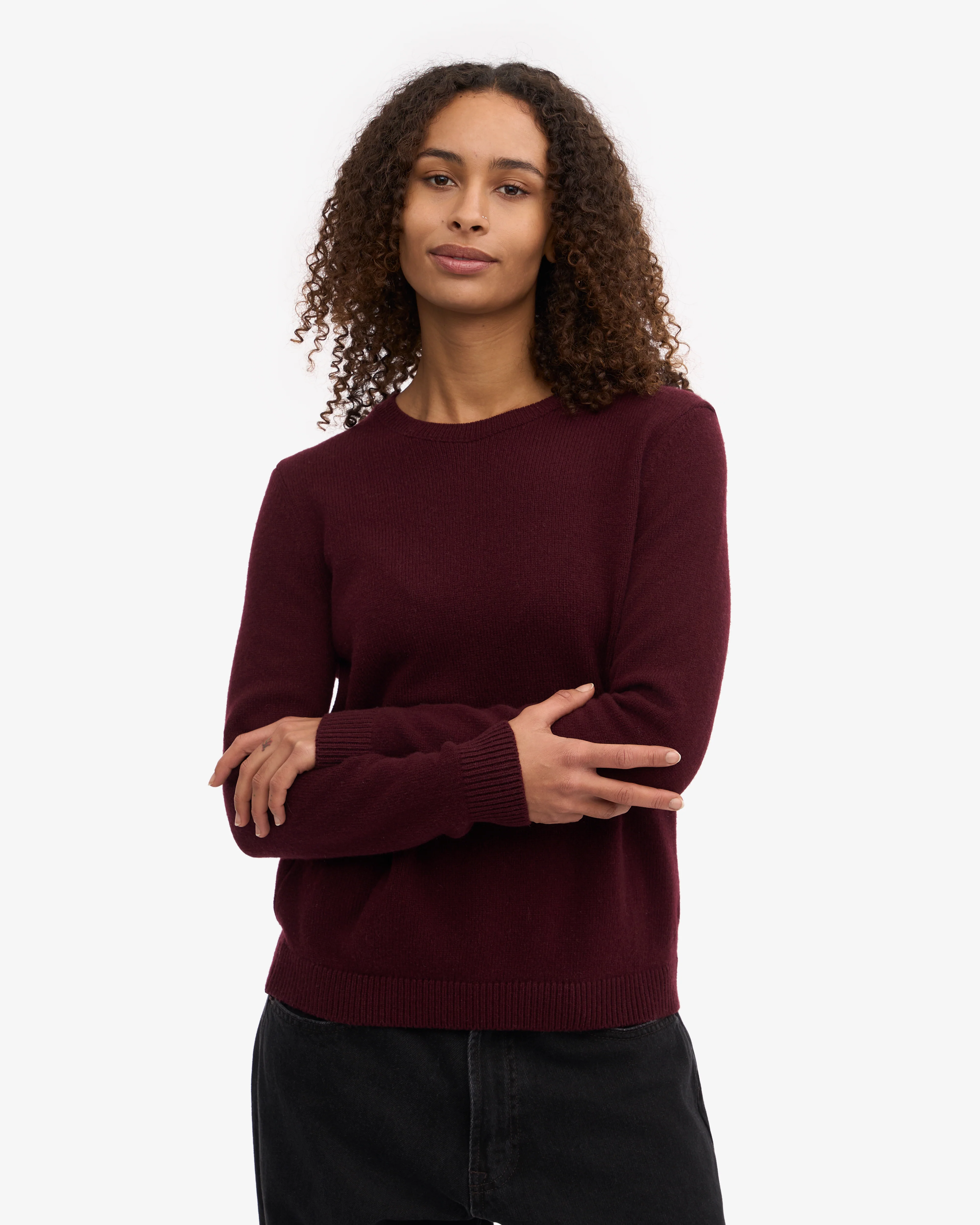 Women Classic Merino Wool Crew - Oxblood Red