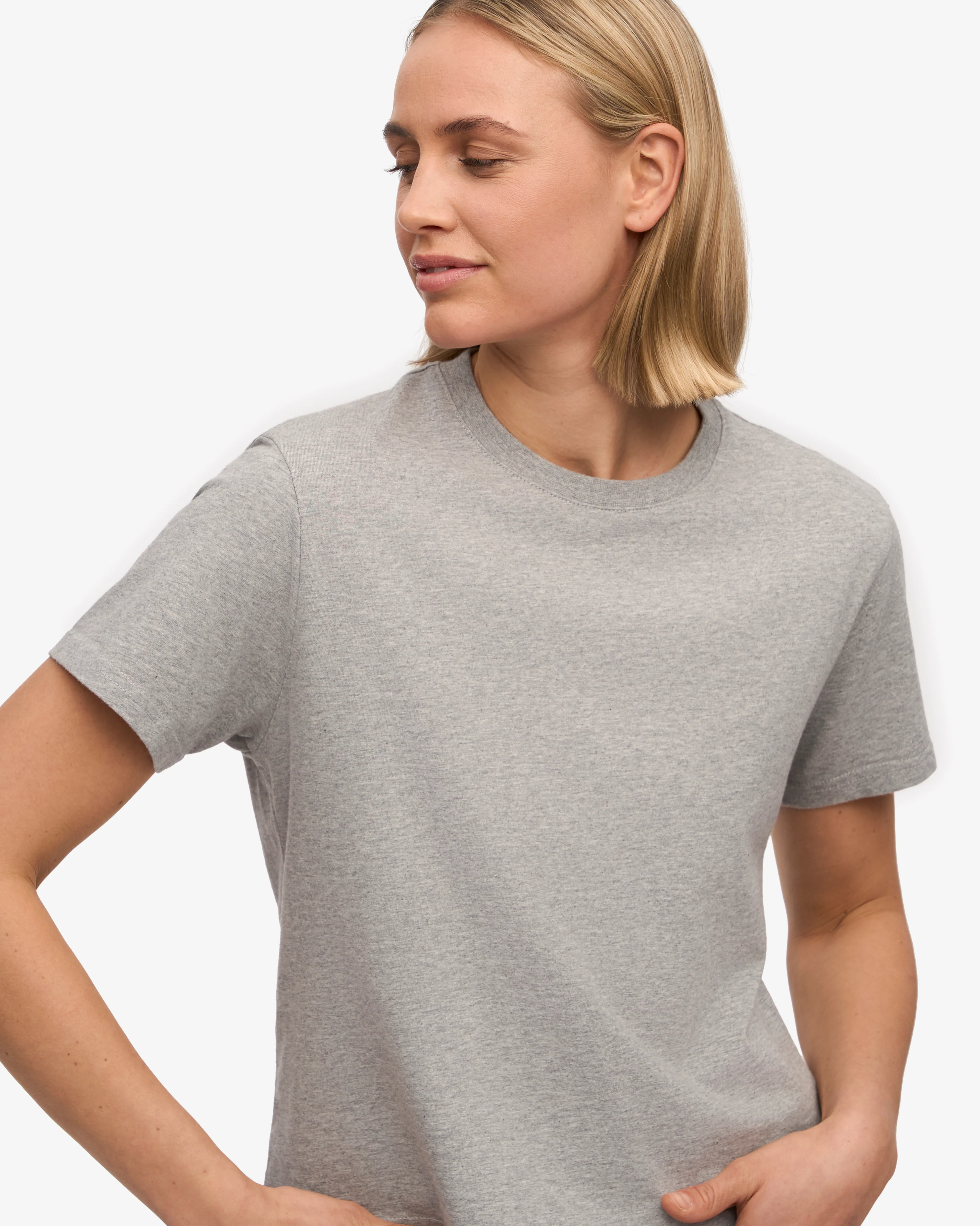 Organic Boxy Crop Tee - Heather Grey