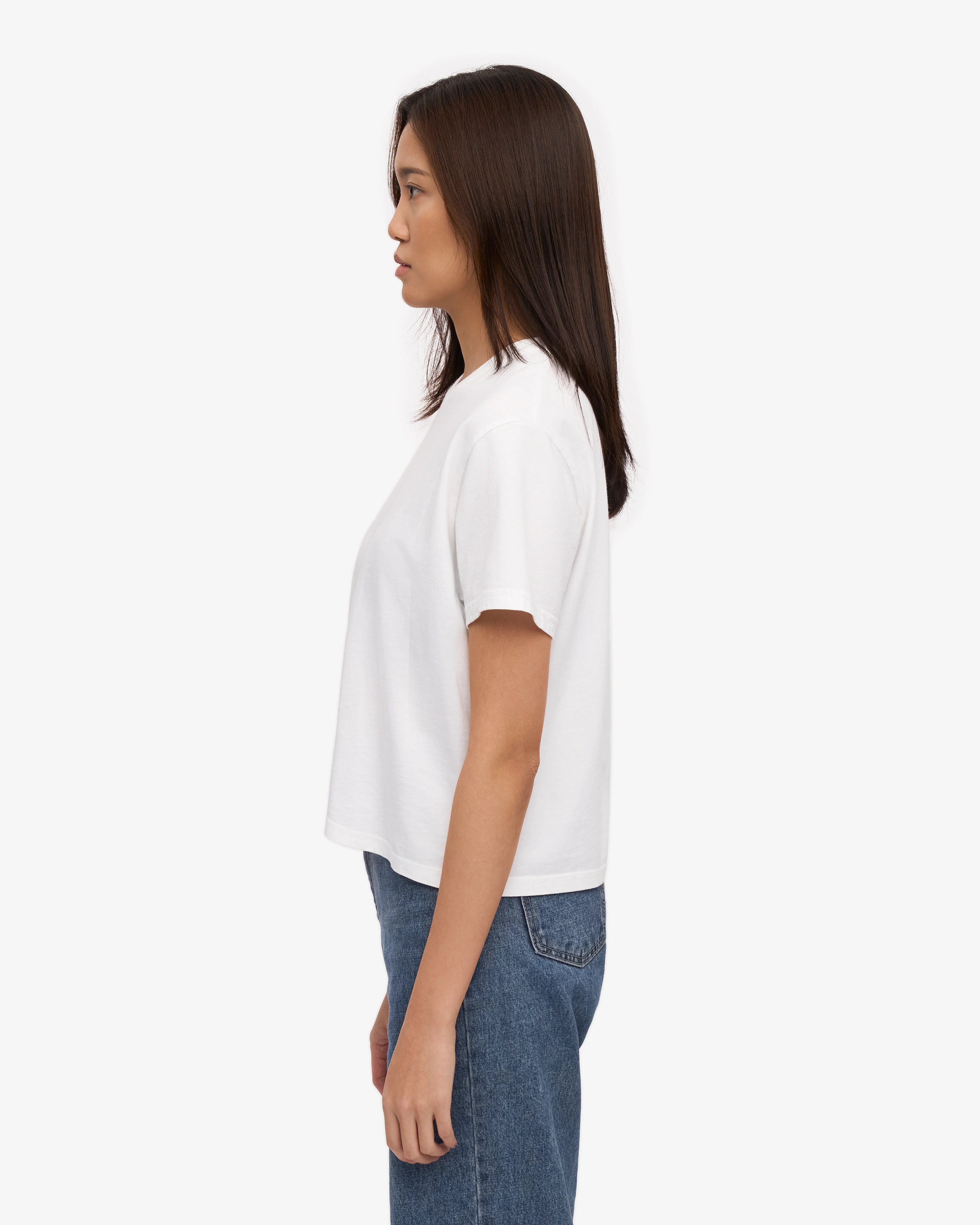 Organic Boxy Crop Tee - Optical White