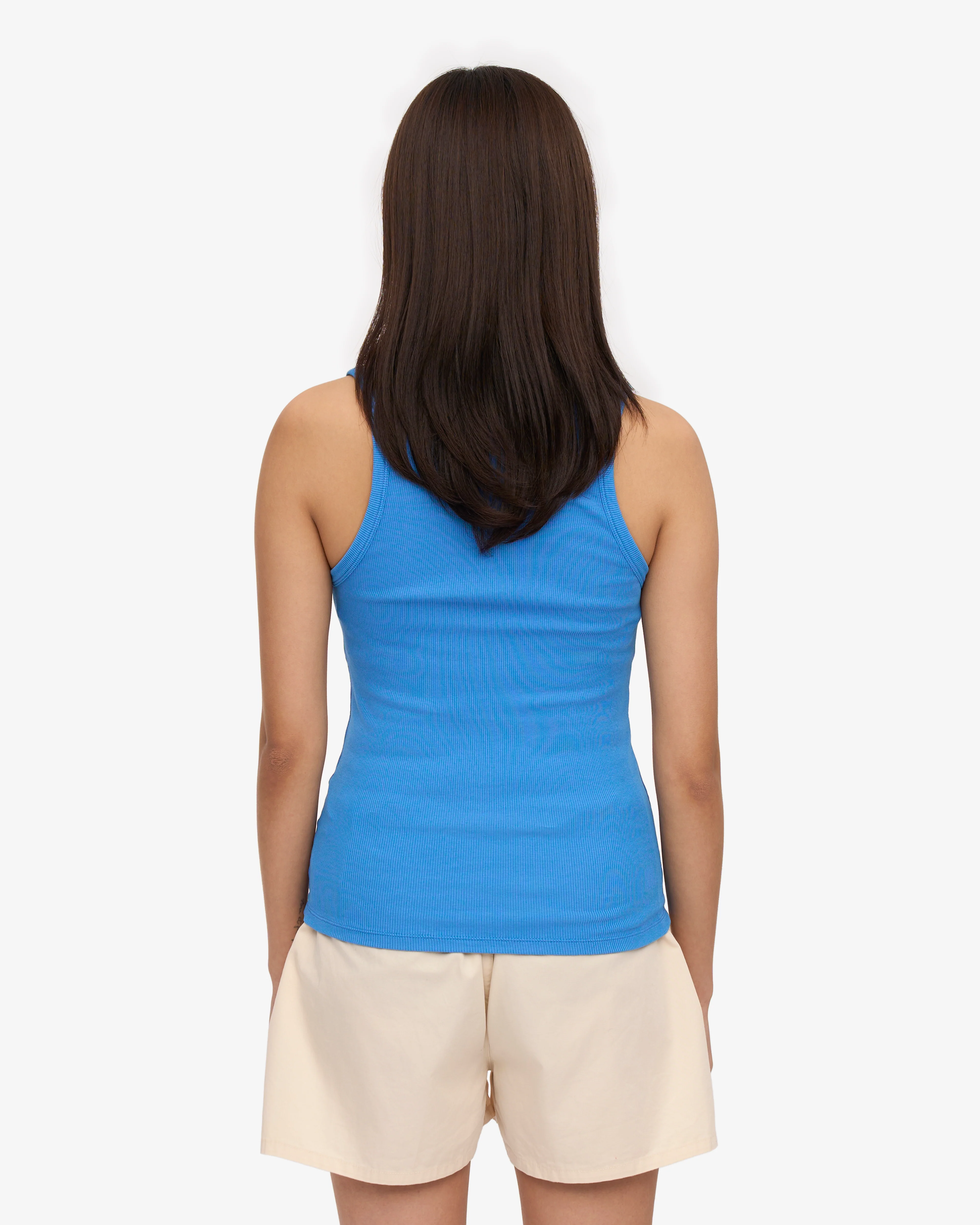 Women Organic Rib Tank Top - Pacific Blue