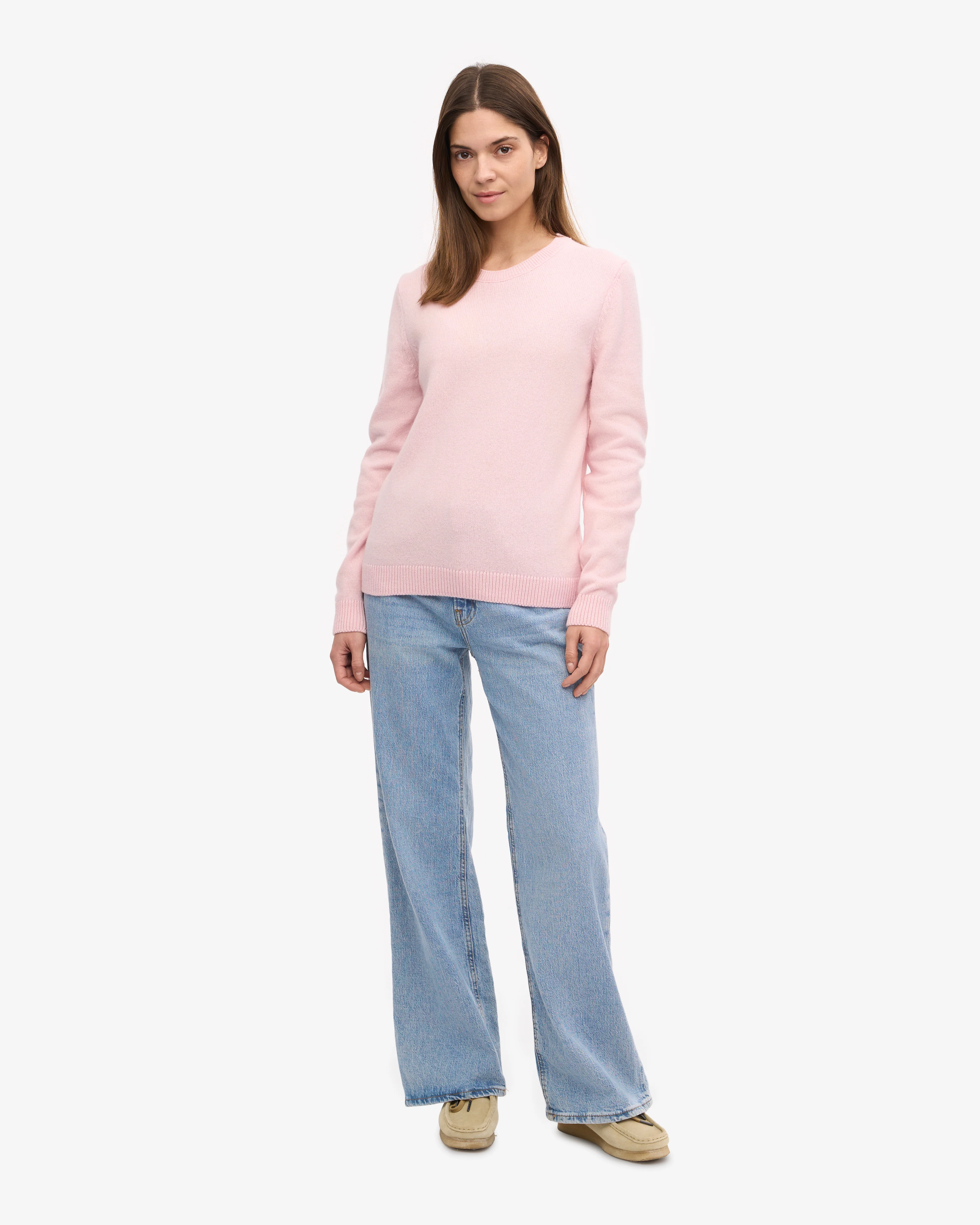 Women Classic Merino Wool Crew - Faded Pink