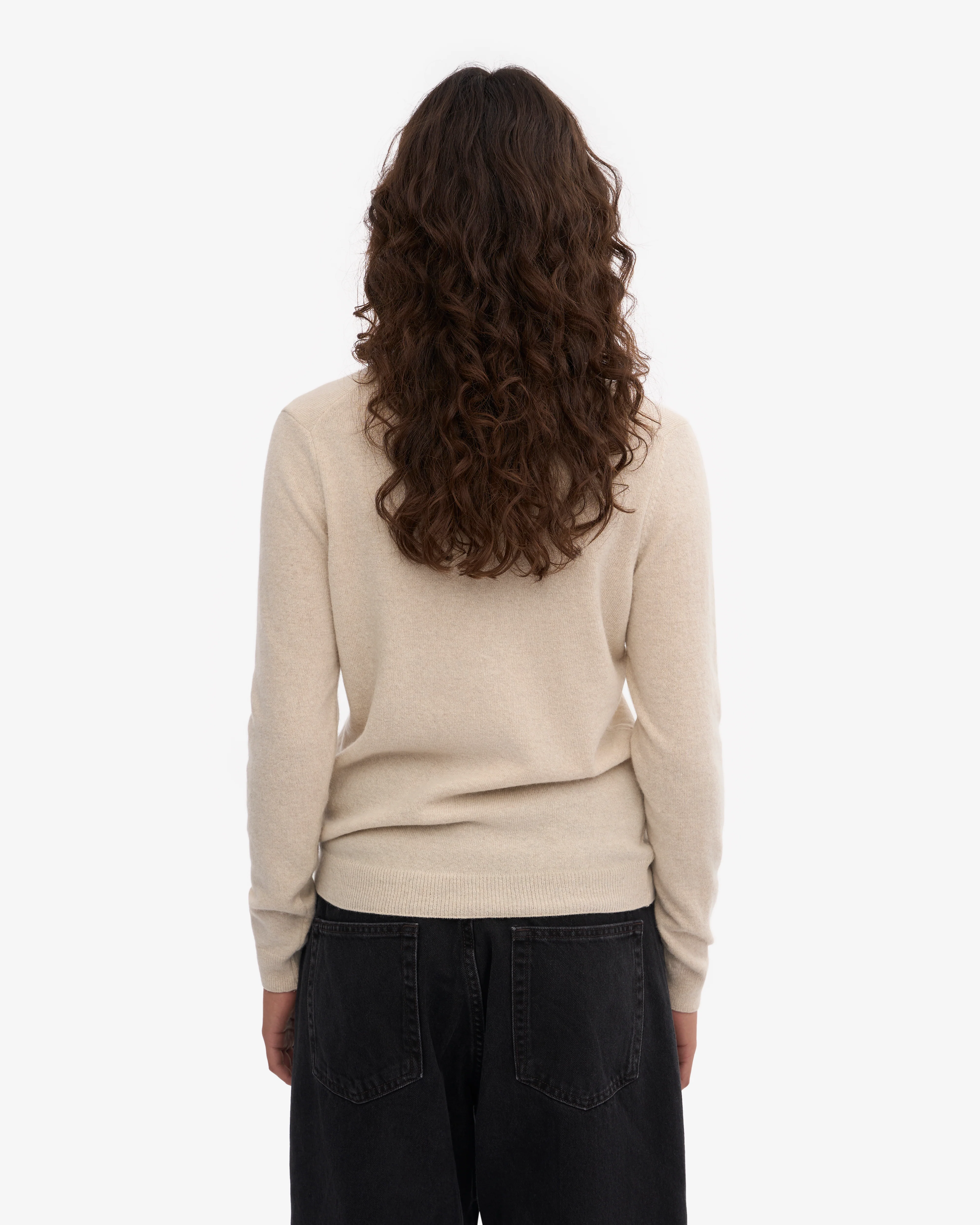 Women Light Merino Wool Crew - Ivory White