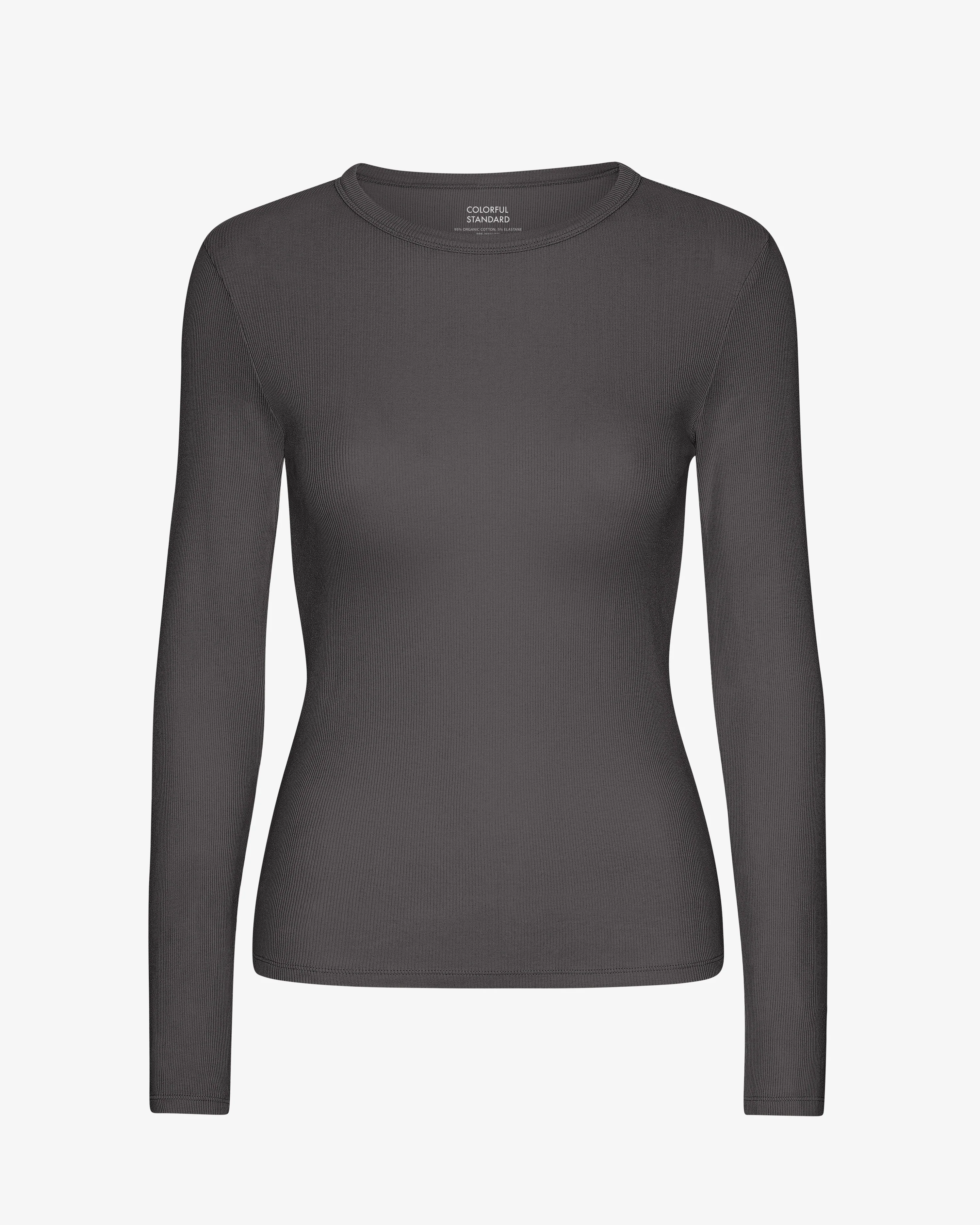 Women Organic Rib LS T-Shirt - Lava Grey