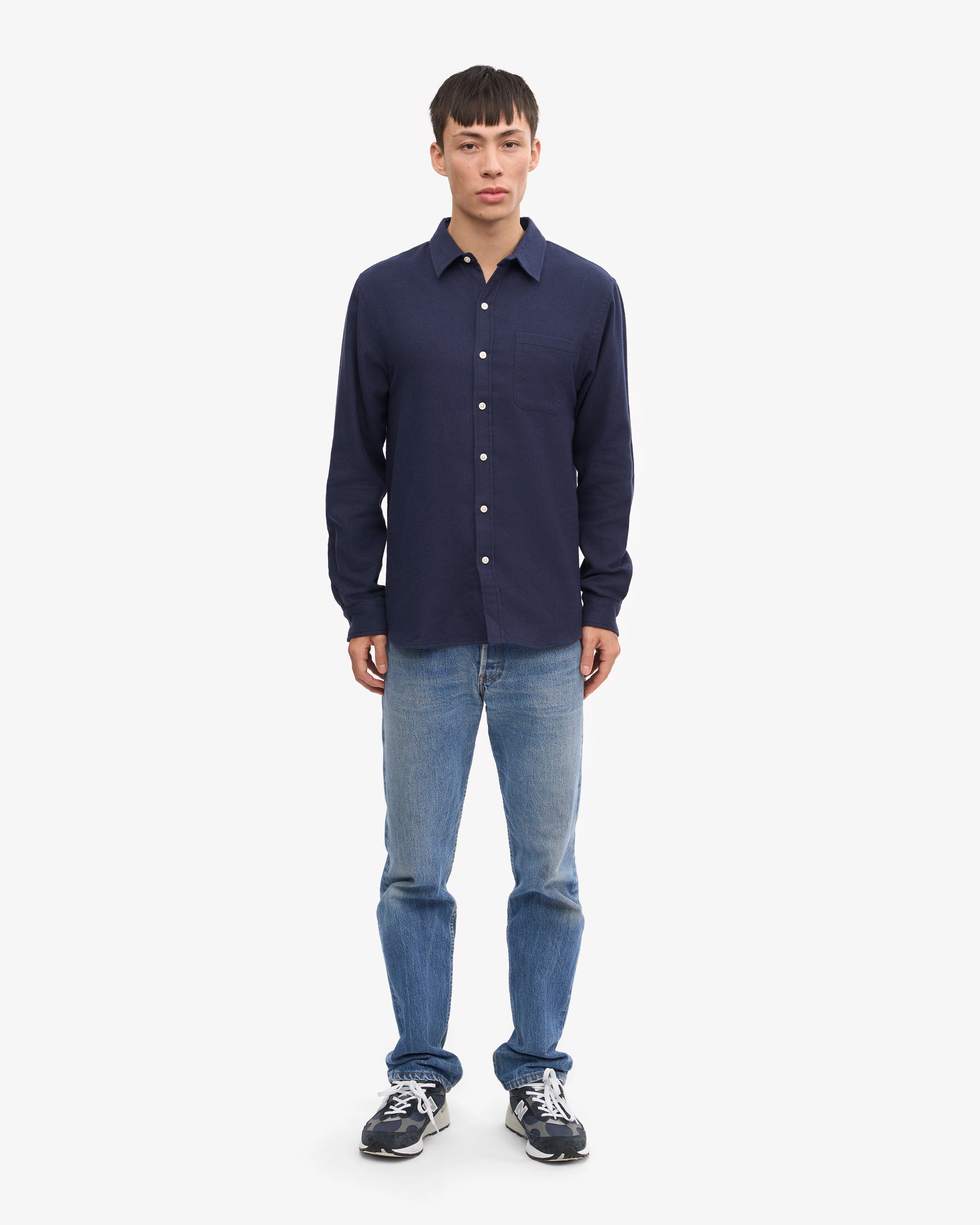 Organic Flannel Shirt - Navy Blue