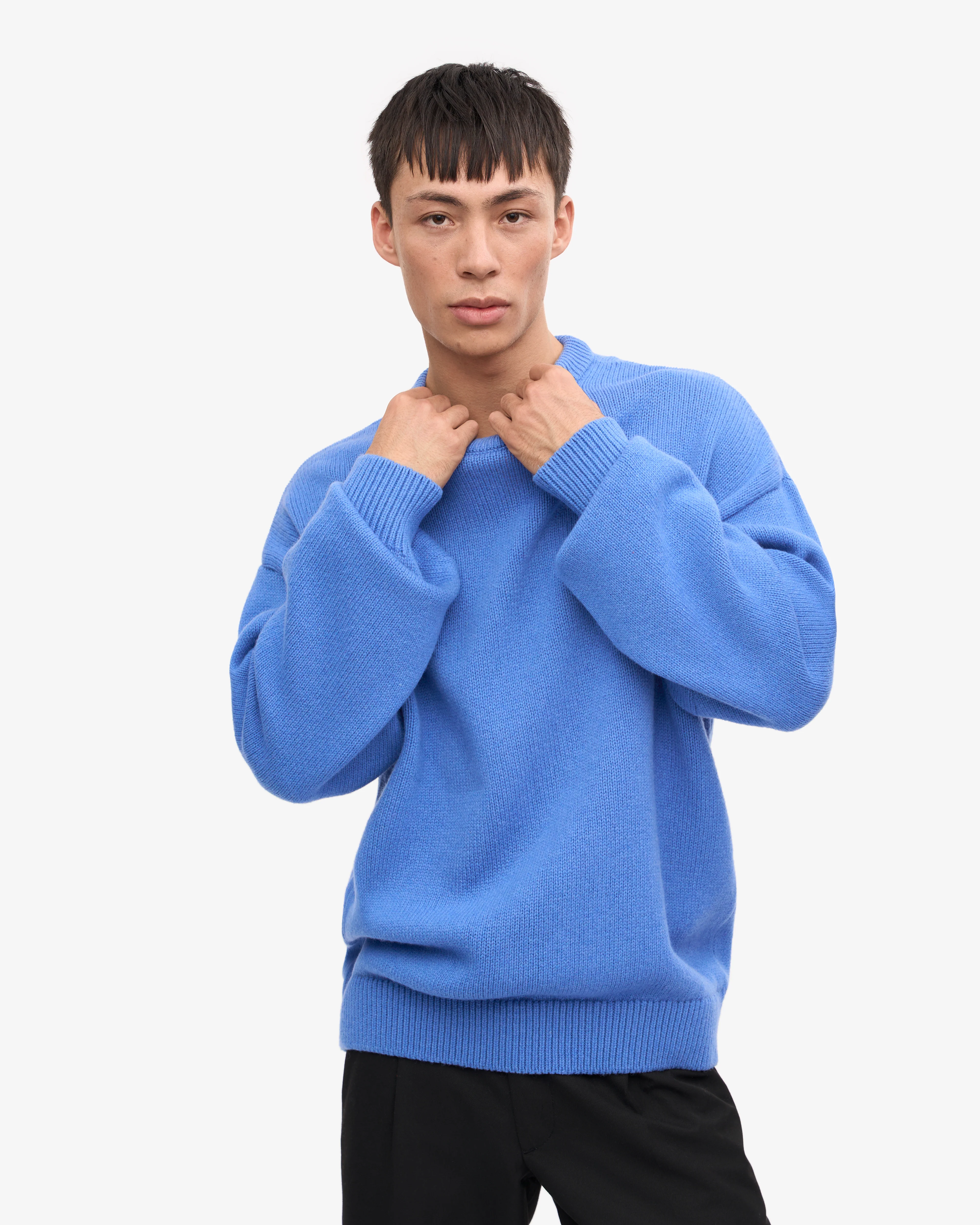 Oversized Merino Wool Crew - Pacific Blue