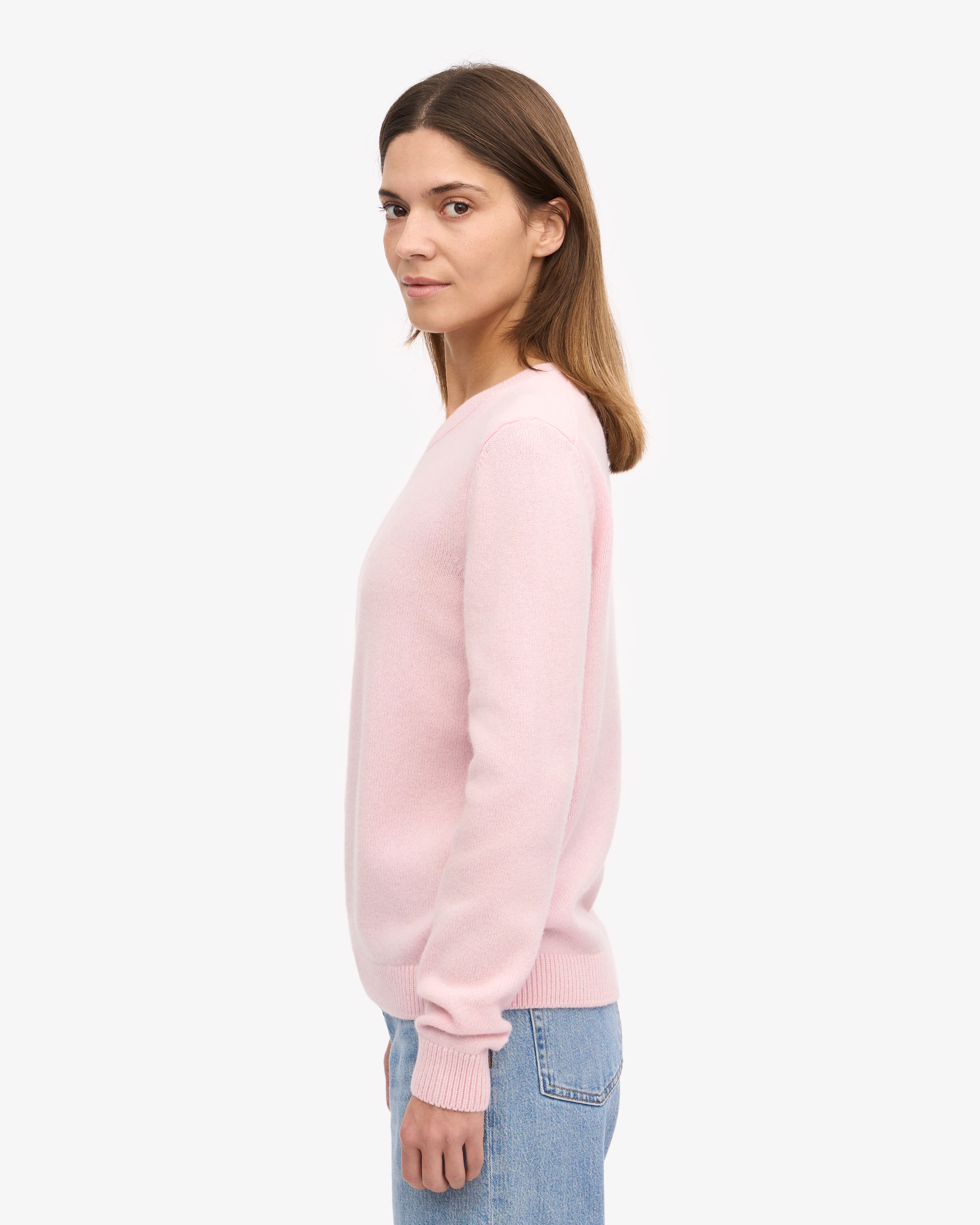Women Classic Merino Wool Crew - Faded Pink