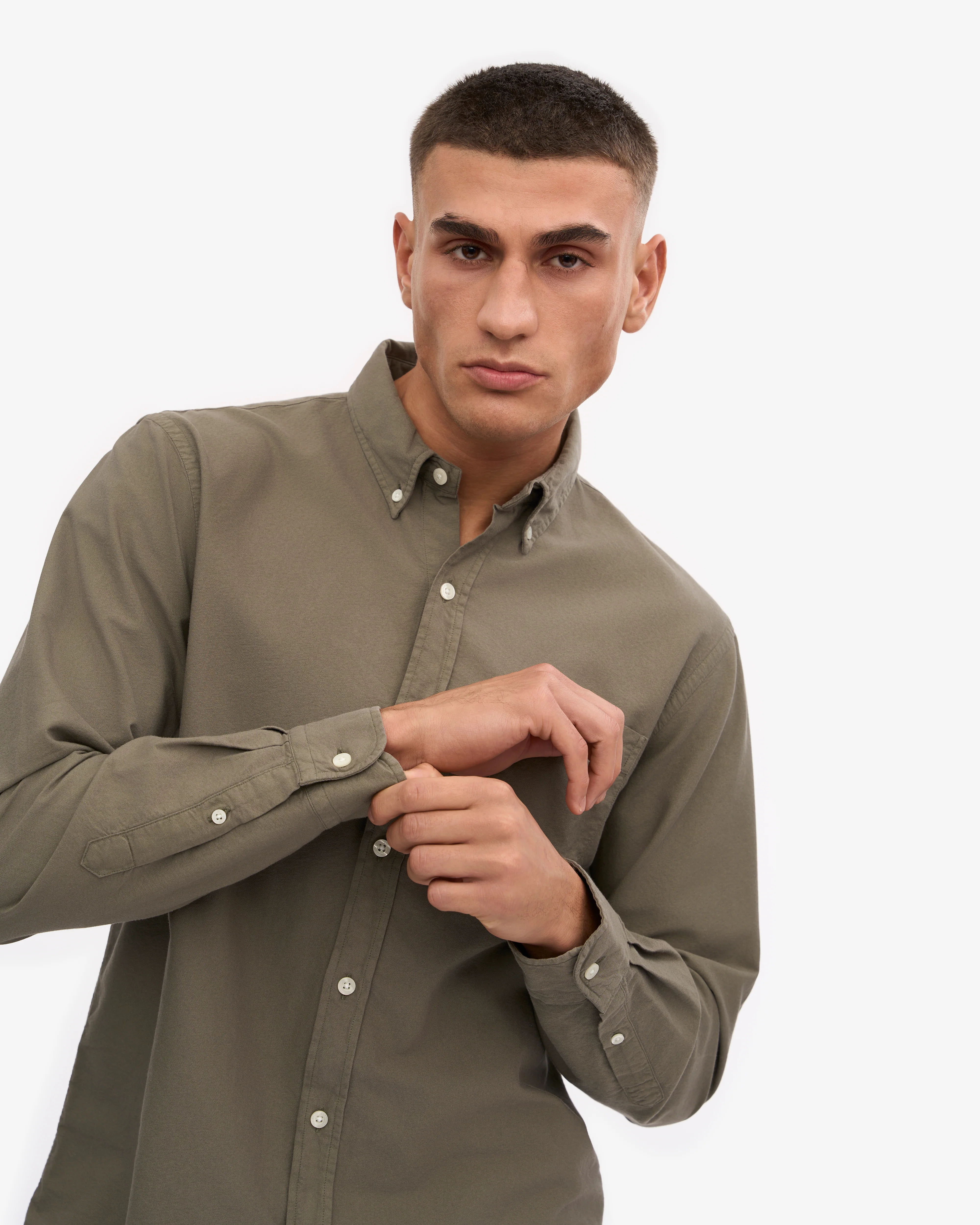 Organic Button Down Shirt - Dusty Olive