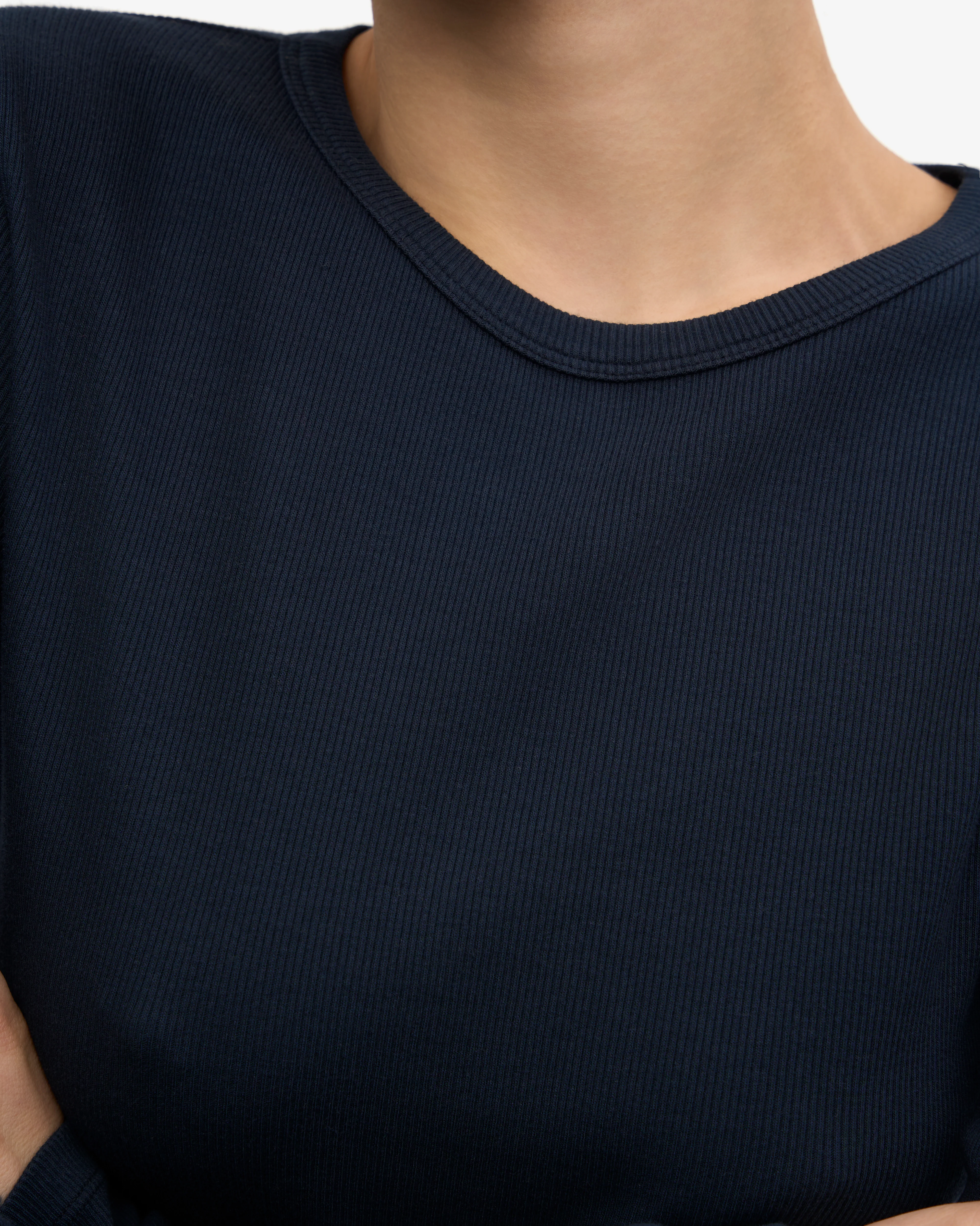 Women Organic Rib LS T-Shirt - Navy Blue