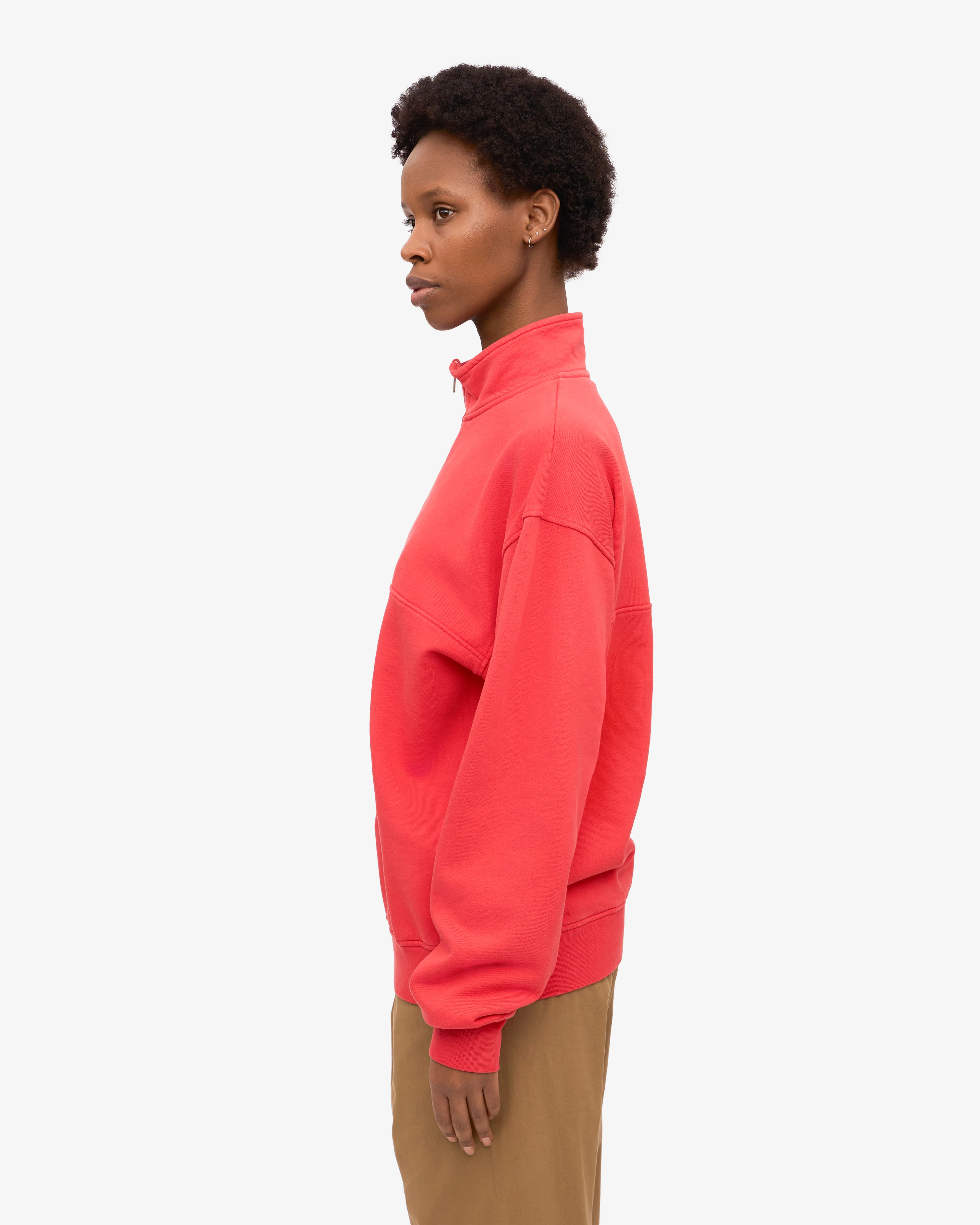 Organic Quarter Zip - Red Tangerine