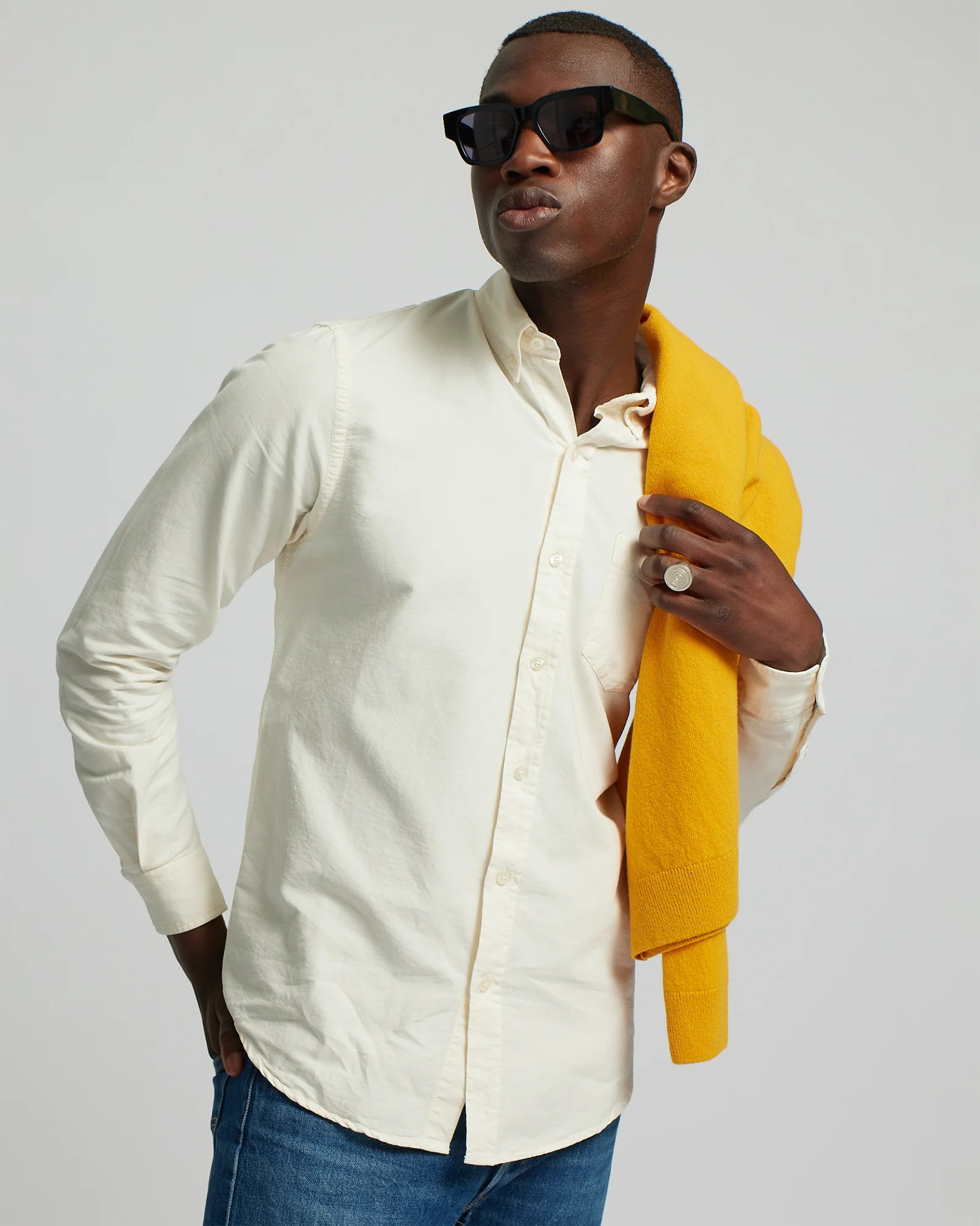 Organic Button Down Shirt - Oyster Grey